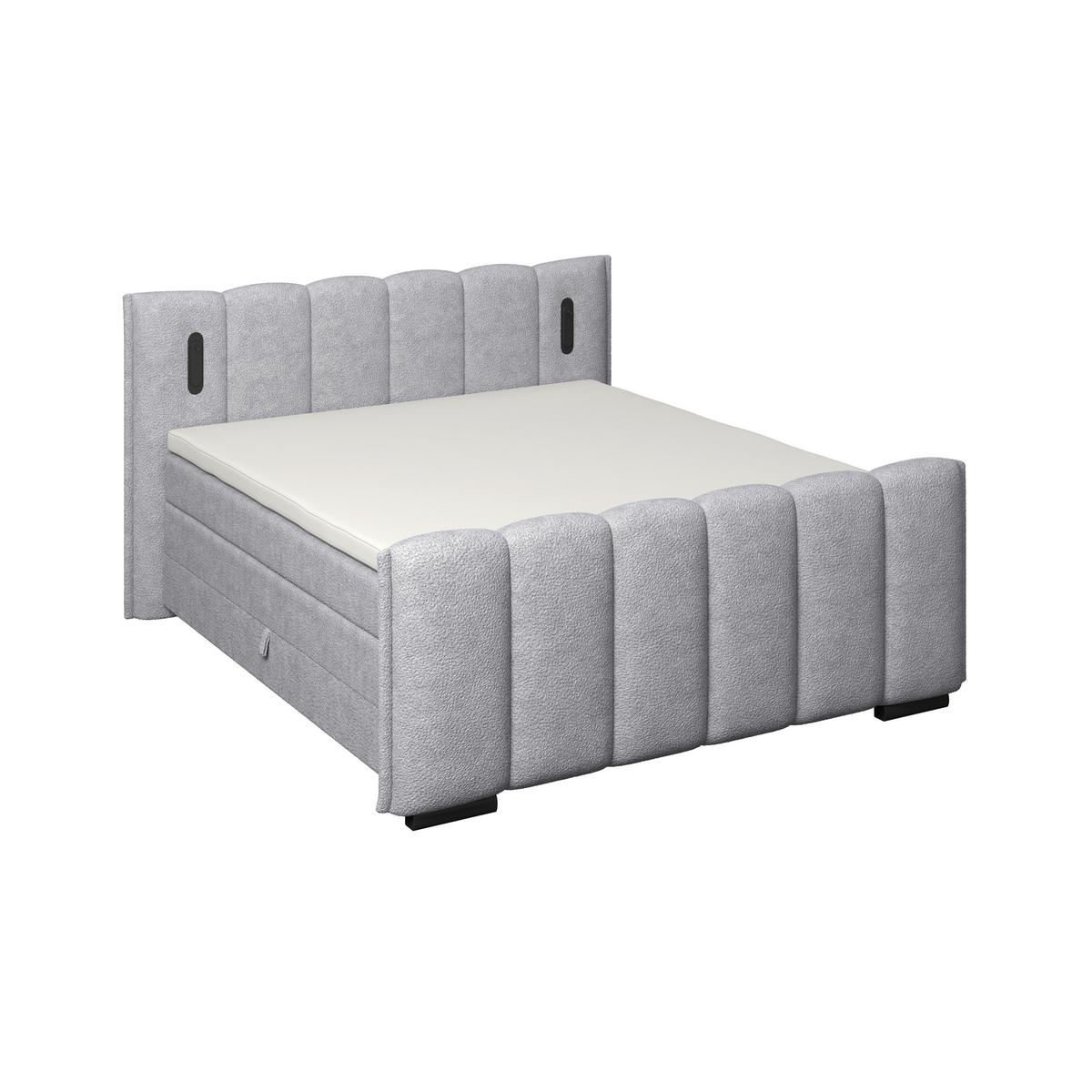 Boxspring Krevet Elysia - svijetlo siva/crna, Trend, drvni materijal/drvo (180/220cm) - Premium Living
