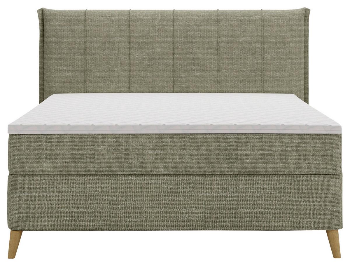 Boxbett Veloria Grün ca. 140x2000cm - Schwarz/Grün, KONVENTIONELL, Textil/Metall (140/200cm) - Based