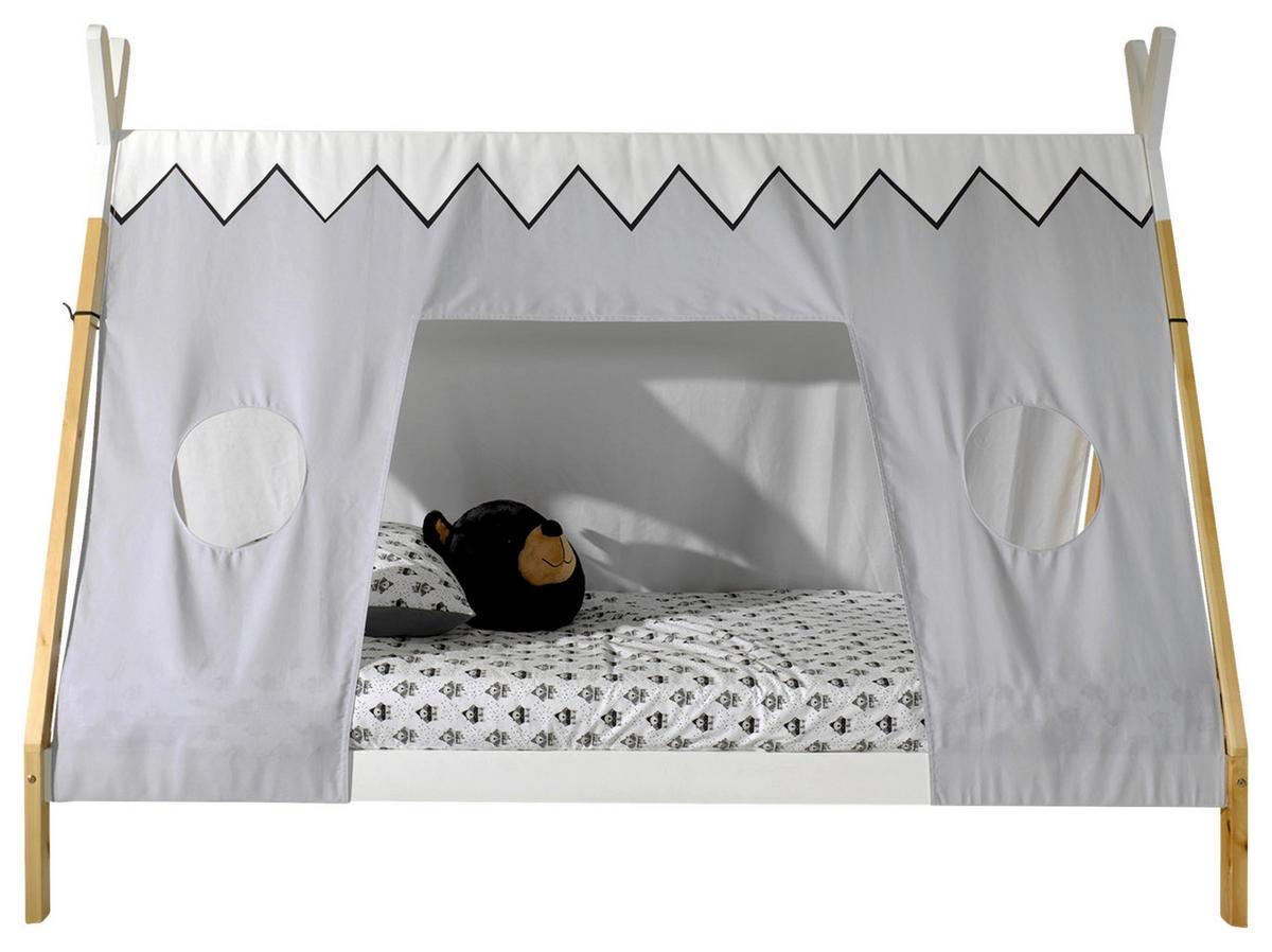 Hausbett Tipi ca.90x200cm Weiß, Kieferfarben - Weiß/Kieferfarben, MODERN, Holz (90/200cm) - MID.YOU