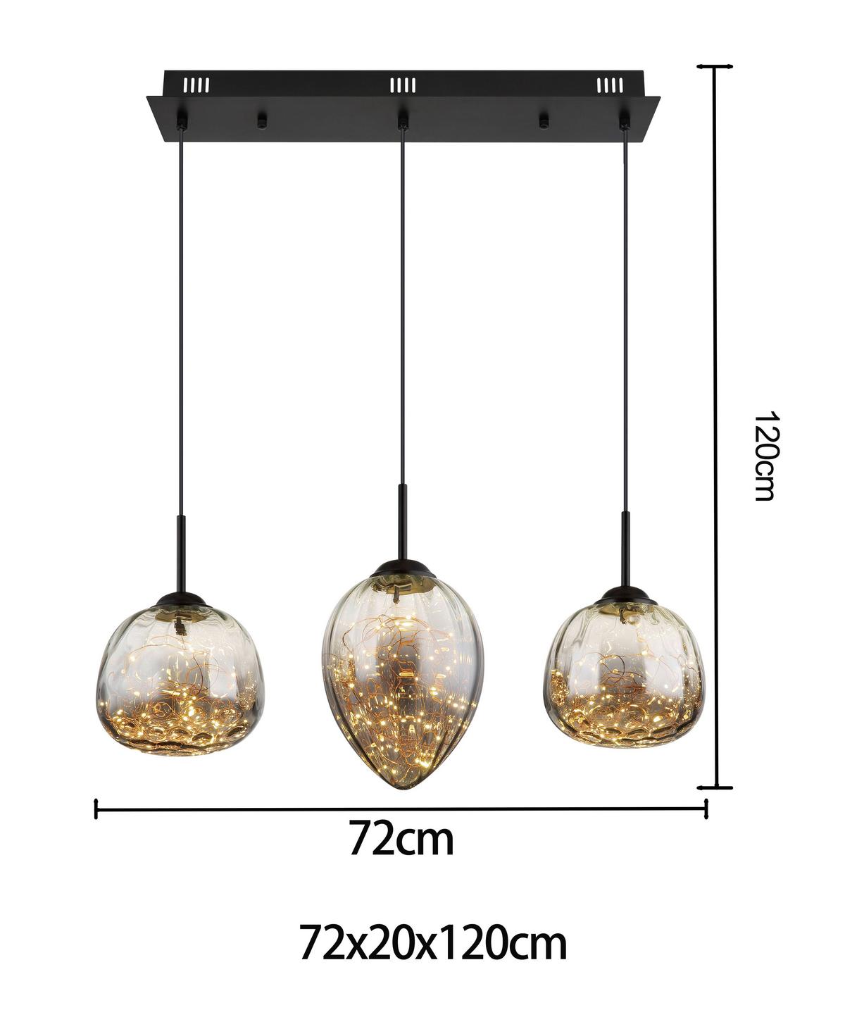 LED-Hängeleuchte Exclo Schwarz max. 24 Watt - Schwarz, MODERN, Glas/Metall (39/39/120cm) - Mömax