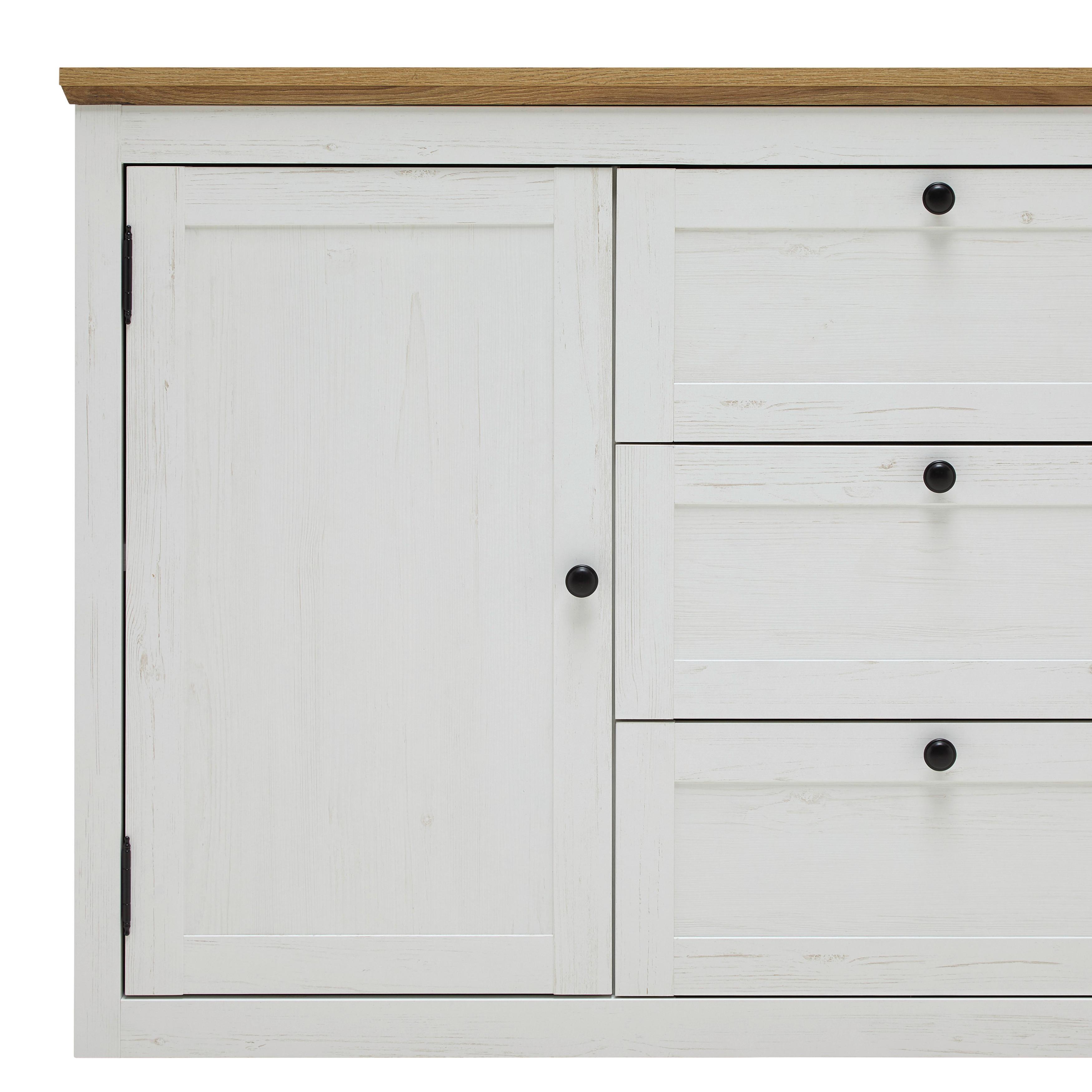 SIDEBOARD KORSIKA -EXKLUSIV- - vit/svart, Romantik / Lanthus, metall/trämaterial (150/85/43cm) - Mömax