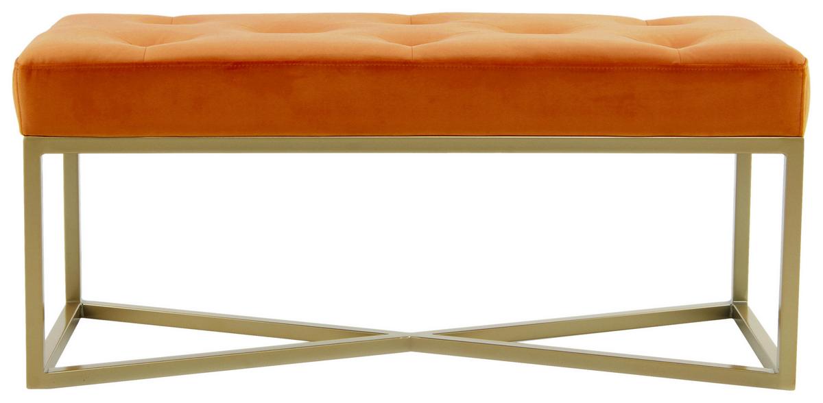 SITZBANK DIAZ 100 ORANGE / GOLD - Goldfarben/Orange, Design, Holzwerkstoff/Textil (40/40/90cm) - Kayoom