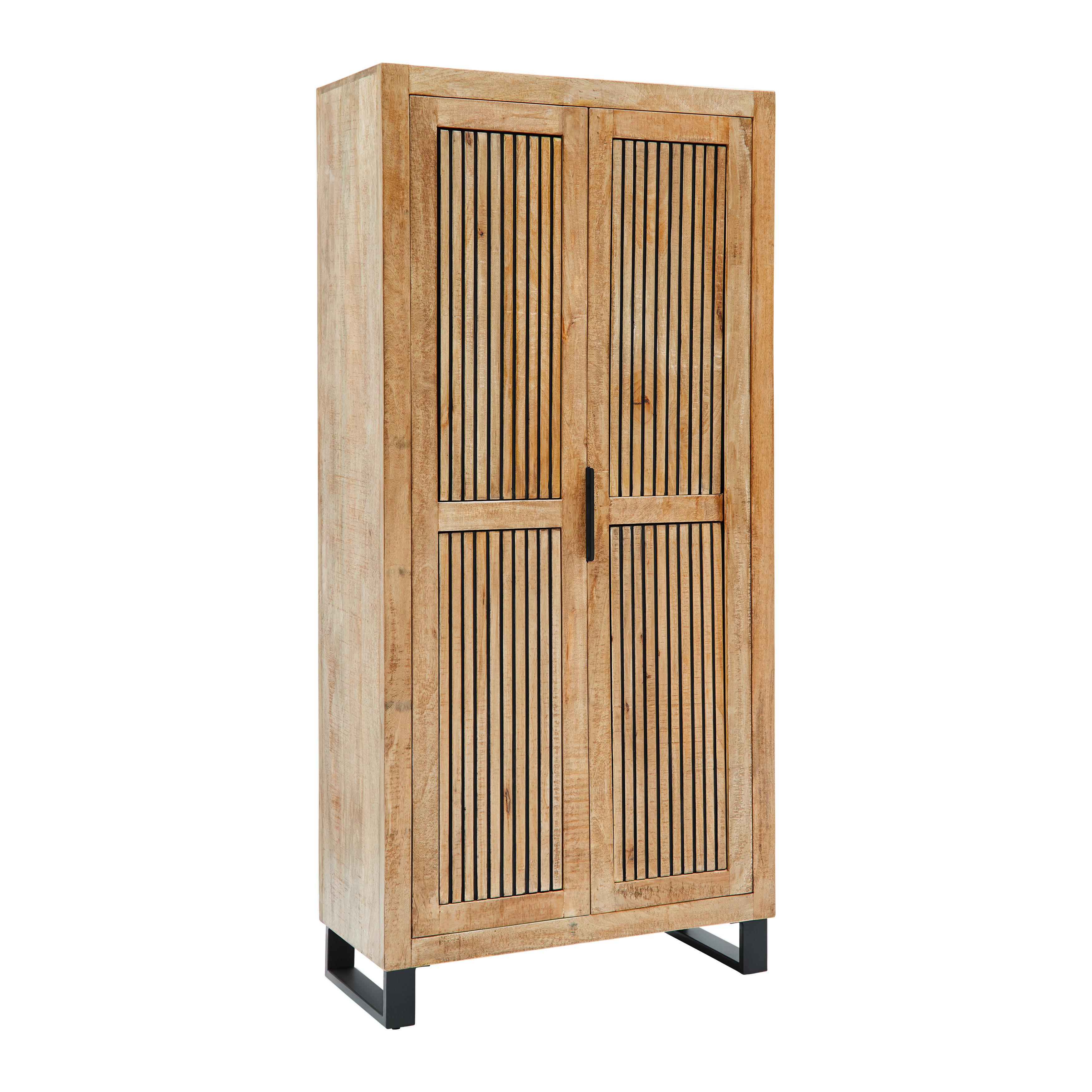 Garderobenschrank Everest Naturfarben/Schwarz - Schwarz/Naturfarben, Natur, Holz/Metall (88/187/40cm) - Mömax