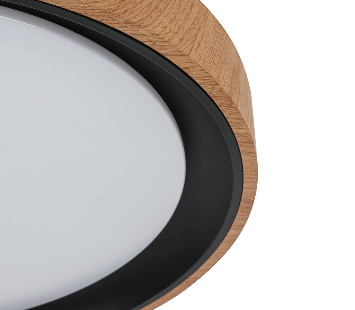 LAMPA SUFITOWA TINA - kolor dębowy/czarny, Trend, tworzywo sztuczne/metal (40/7cm) - Novel