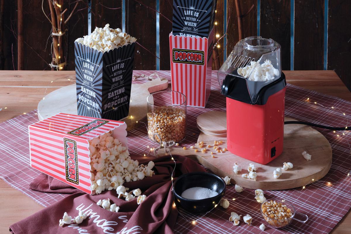 Bol pentru popcorn Poppy - alb/roșu, plastic (11/11/21,5cm) - Modern Living