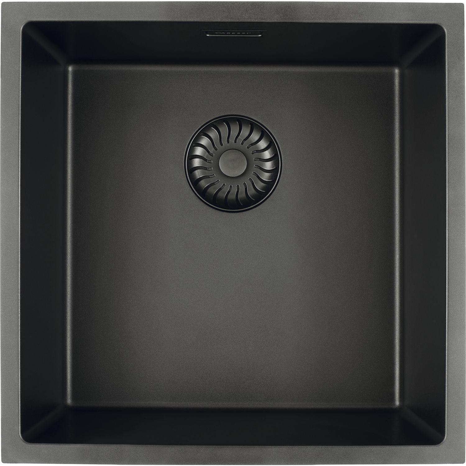 Einbauspüle Solido 2D in schwarz - Schwarz, MODERN, Stein (45/45cm)