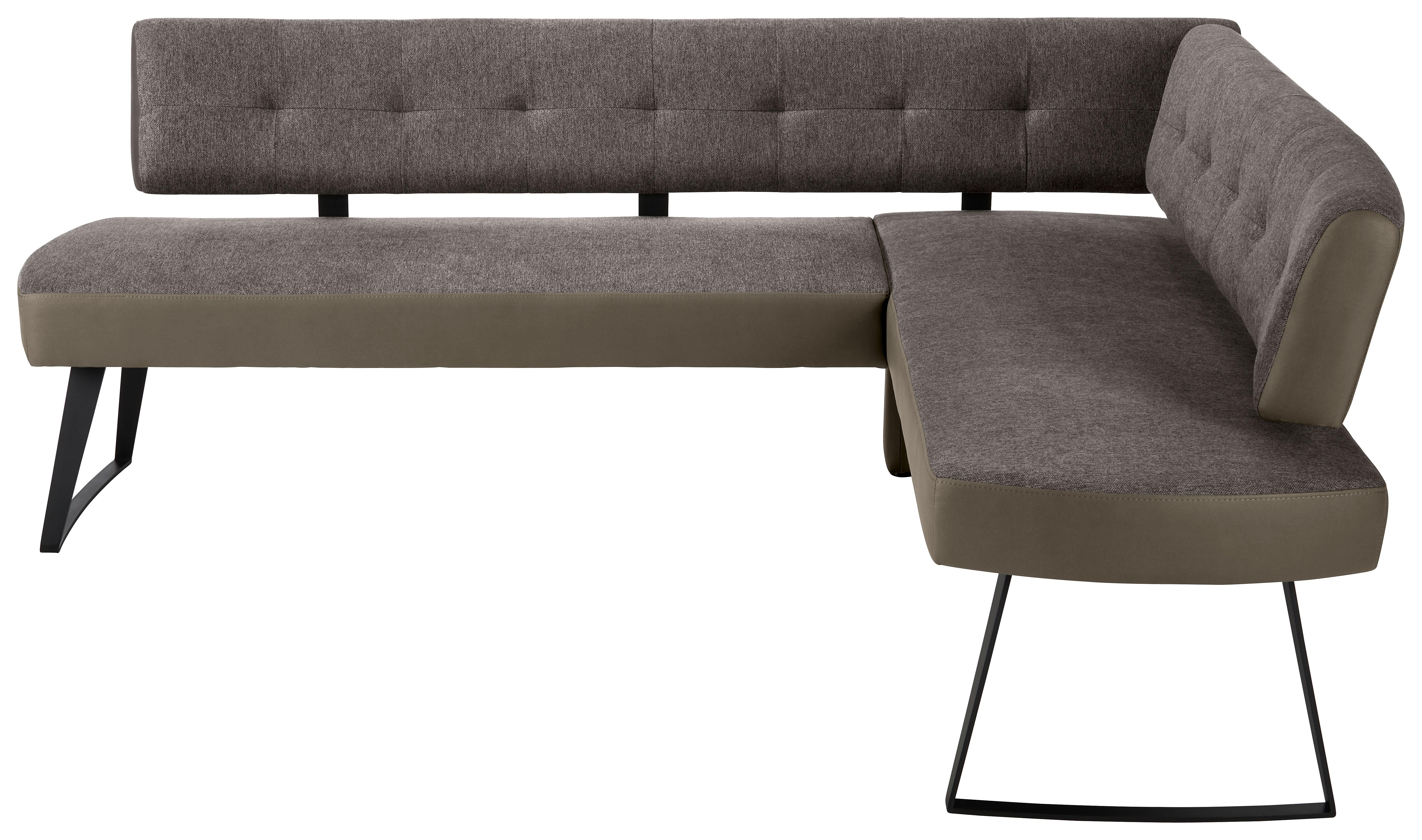 Eckbank Storm Links in Braun ca. 220x170cm - Schwarz/Braun, Modern, Textil/Metall (220/170cm) - Premium Living