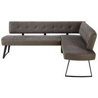 Eckbank Storm Links in Braun ca. 220x170cm - Schwarz/Braun, Modern, Textil/Metall (220/170cm) - Premium Living