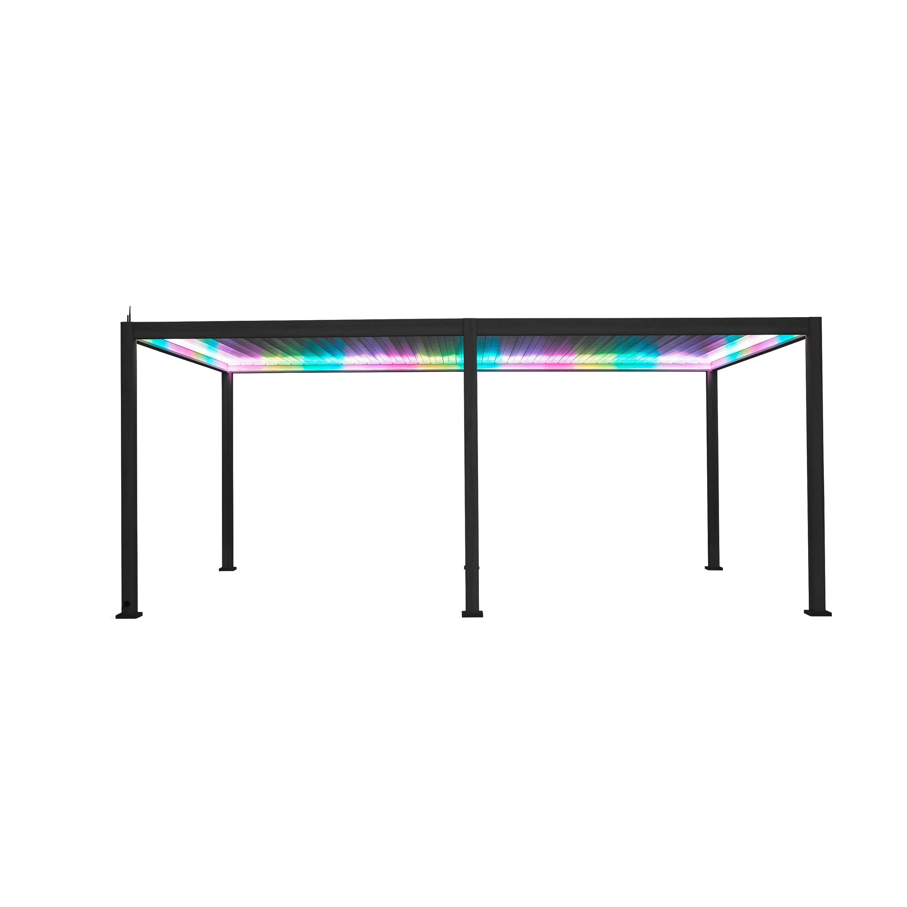 Pergola E-Motion mit LED ca. 600x300 cm Alu Anthrazit - Anthrazit, Basics, Metall (600/250/300cm) - Gardenson
