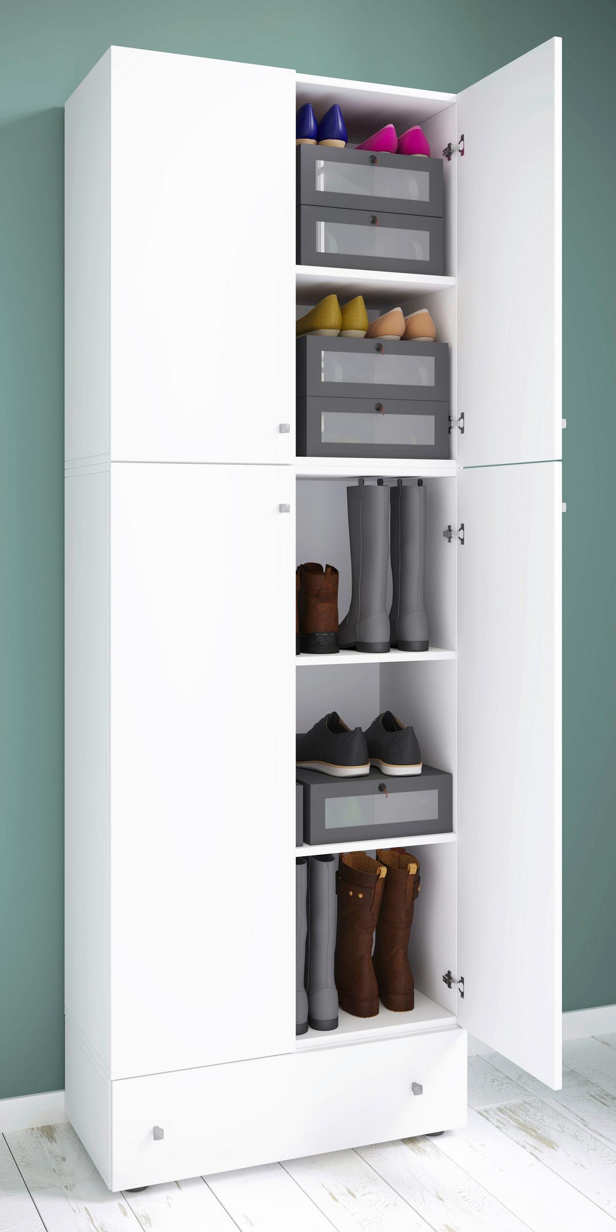 Schuhschrank Lona XXL ca.70x200x39cm Weiß - Schwarz/Weiß, KONVENTIONELL, Holzwerkstoff/Kunststoff (70/200/39cm) - MID.YOU