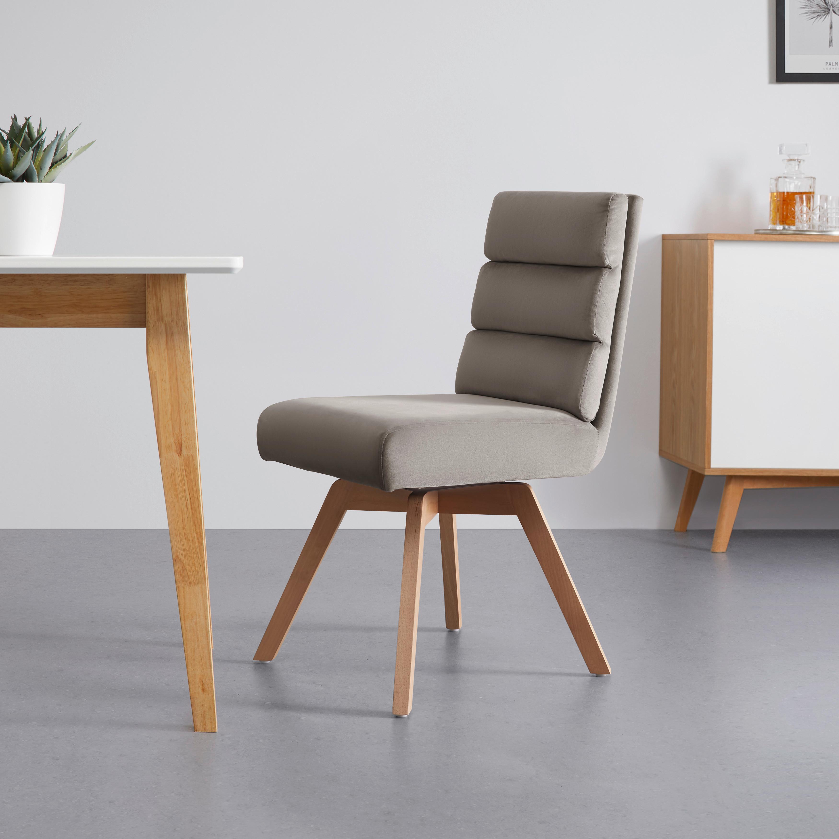 Stuhl Katrin drehbar Taupe - Taupe/Naturfarben, MODERN, Holz/Textil (45/88/62cm) - Bessagi Home