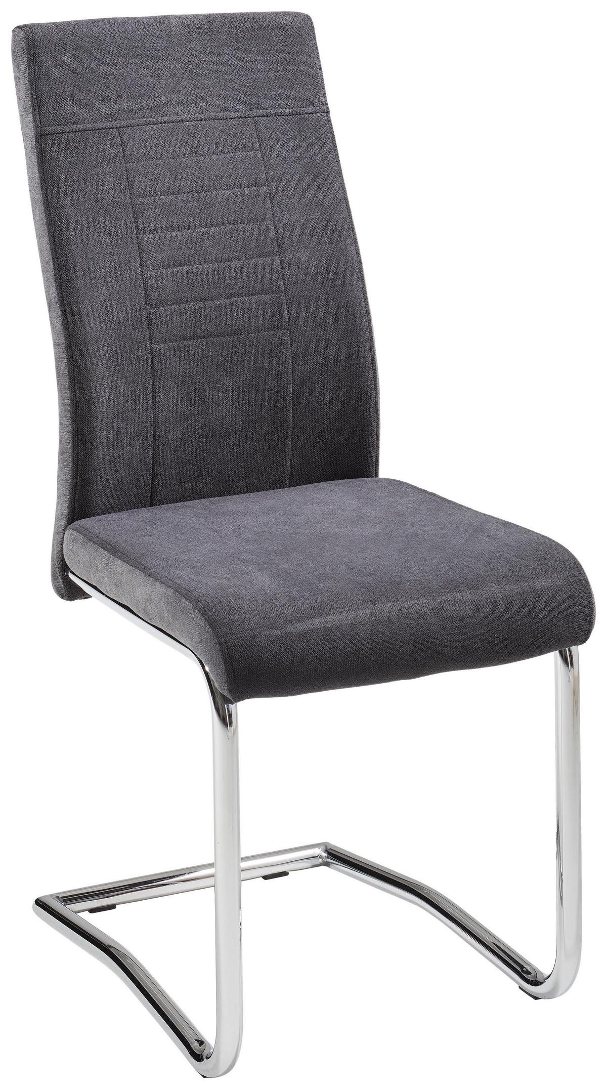 KRZESŁO NA PŁOZIE WERNER - antracytowy/szary, Design, metal/tkanina (43/98/60cm) - Carryhome