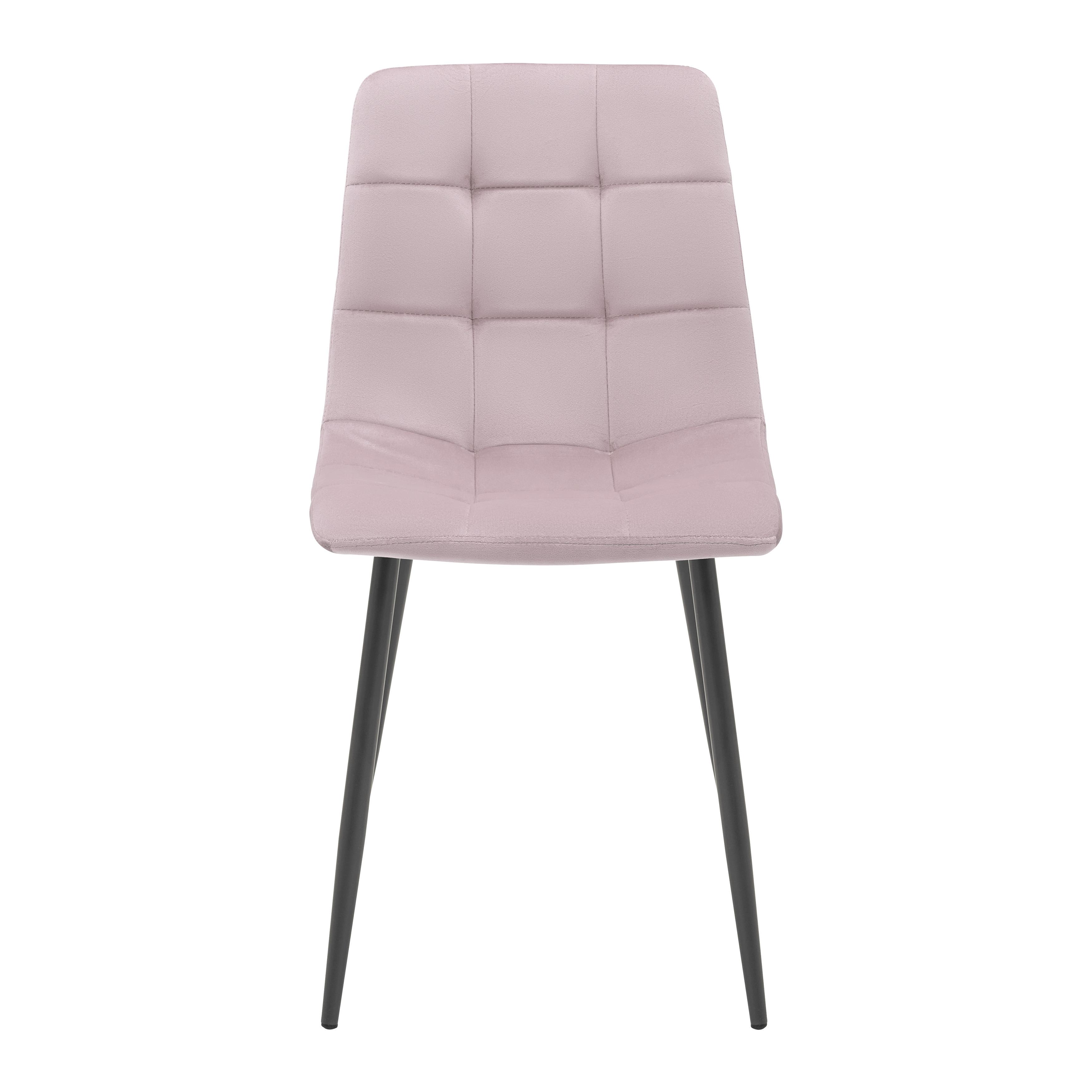Stuhl "Ria", Samtbezug, rosa, Gepolstert - Schwarz/Rosa, MODERN, Textil/Metall (43,5/87/54cm) - Bessagi Home