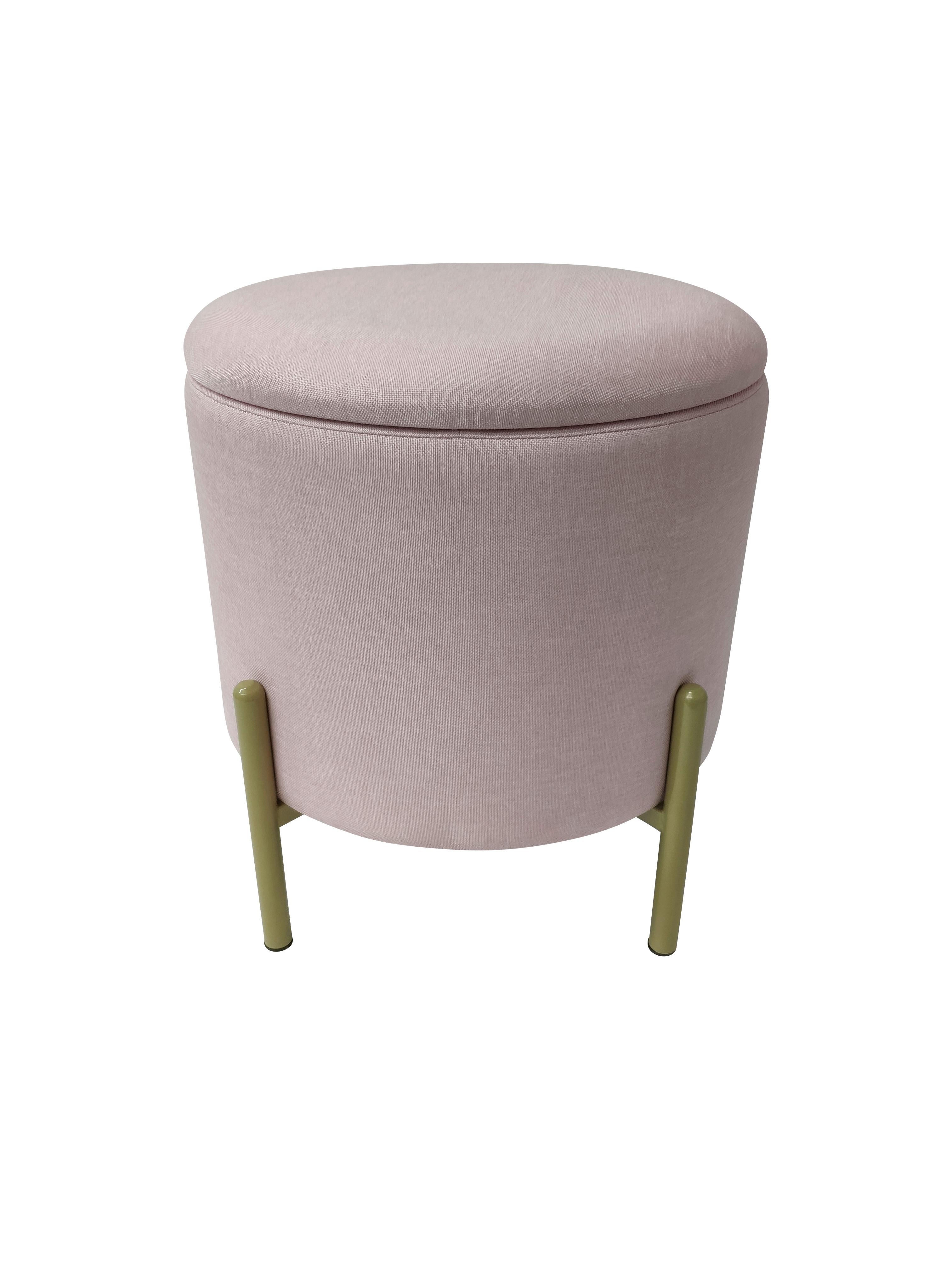 Hocker Logan Rosa Samt mit Stauraum - Goldfarben/Rosa, Design, Textil/Metall (36/40/36cm) - Echtwerk