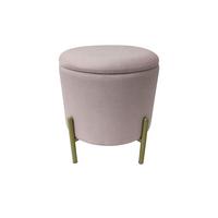 Hocker Logan Rosa Samt mit Stauraum - Goldfarben/Rosa, Design, Textil/Metall (36/40/36cm) - Echtwerk