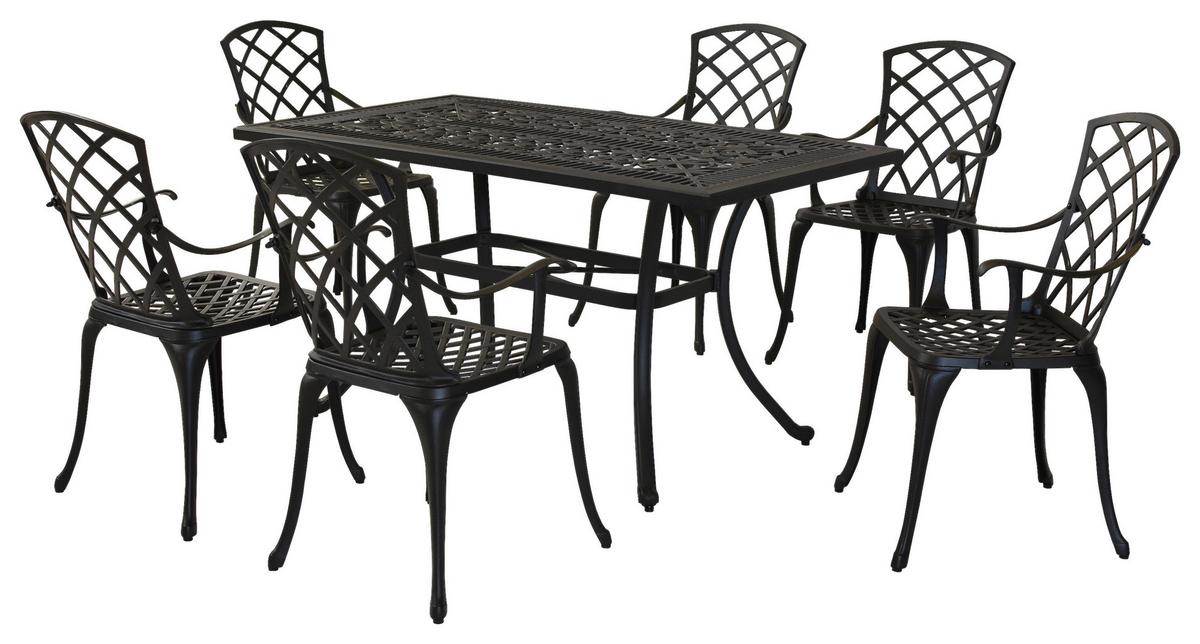 GARTENSET RHODOS - Graphitfarben/Grau, MODERN, Textil/Metall - Gardenson