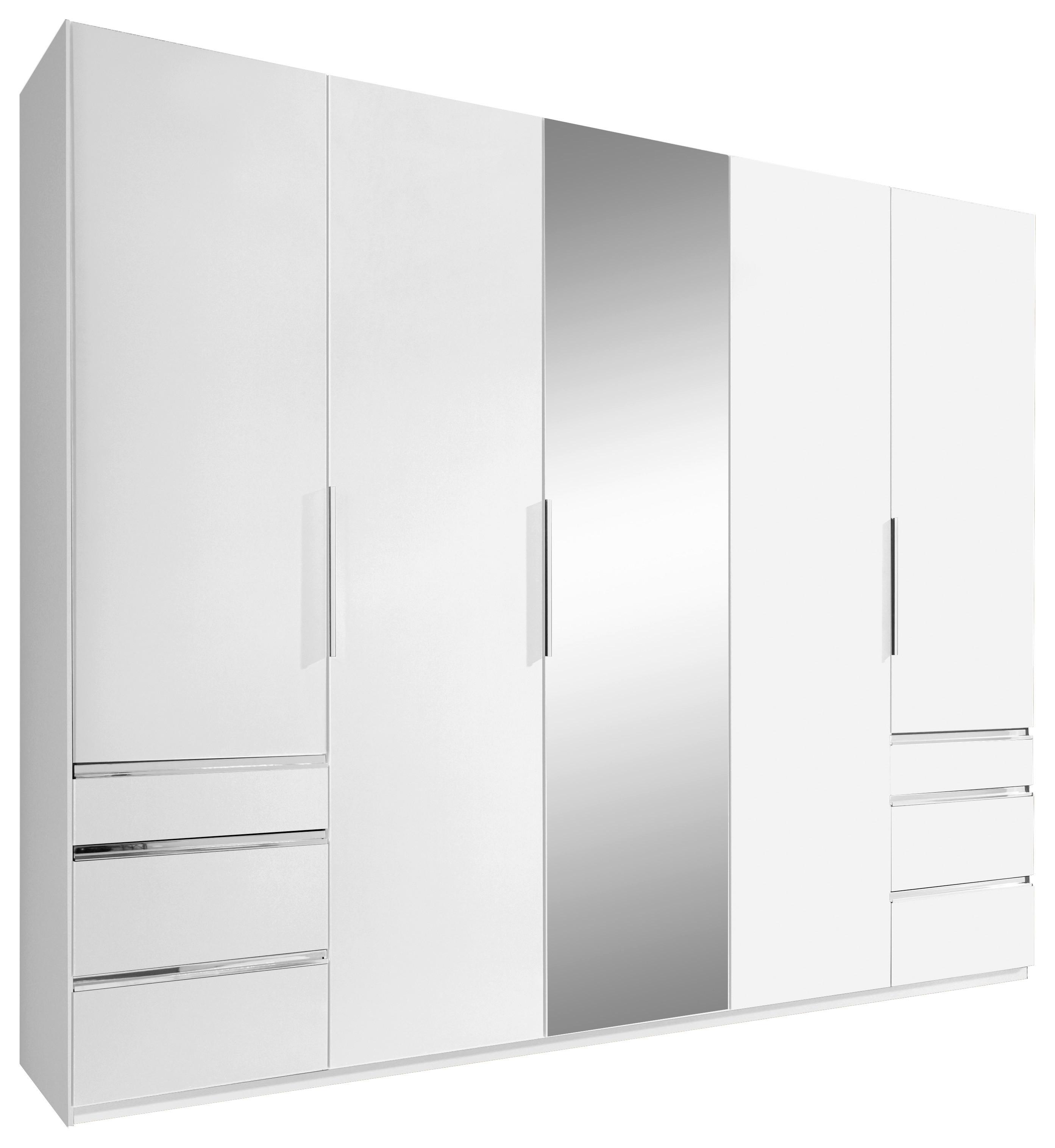 Drehtürenschrank Level 36A mit Spiegel ca. 250 cm Alpinweiß - Chromfarben/Silberfarben, MODERN, Glas/Holzwerkstoff (250/216/58cm) - MID.YOU