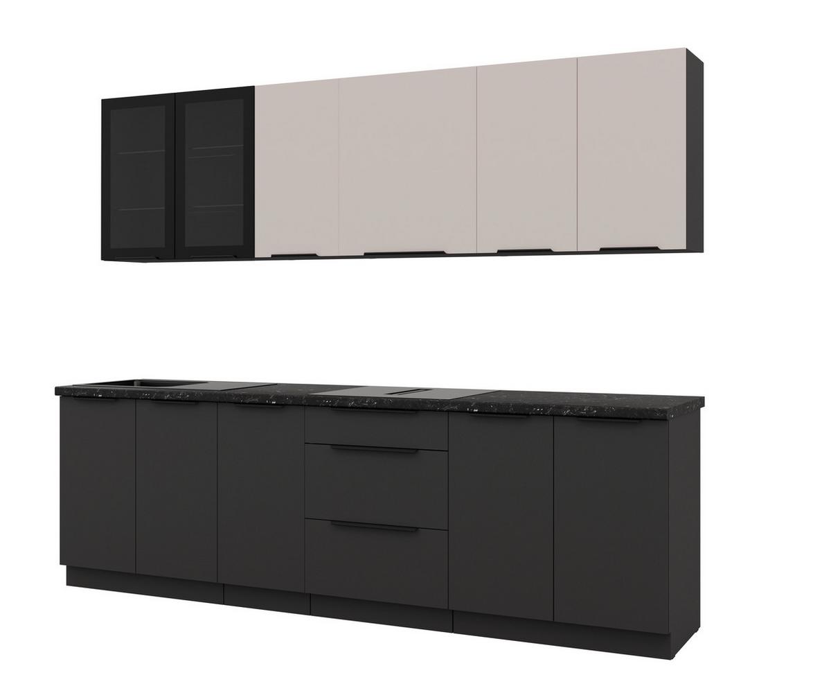 Blok Kuhinja Arona/siena - kašmir/crna, Moderno, staklo/metal (260/210/60cm) - Modern Living