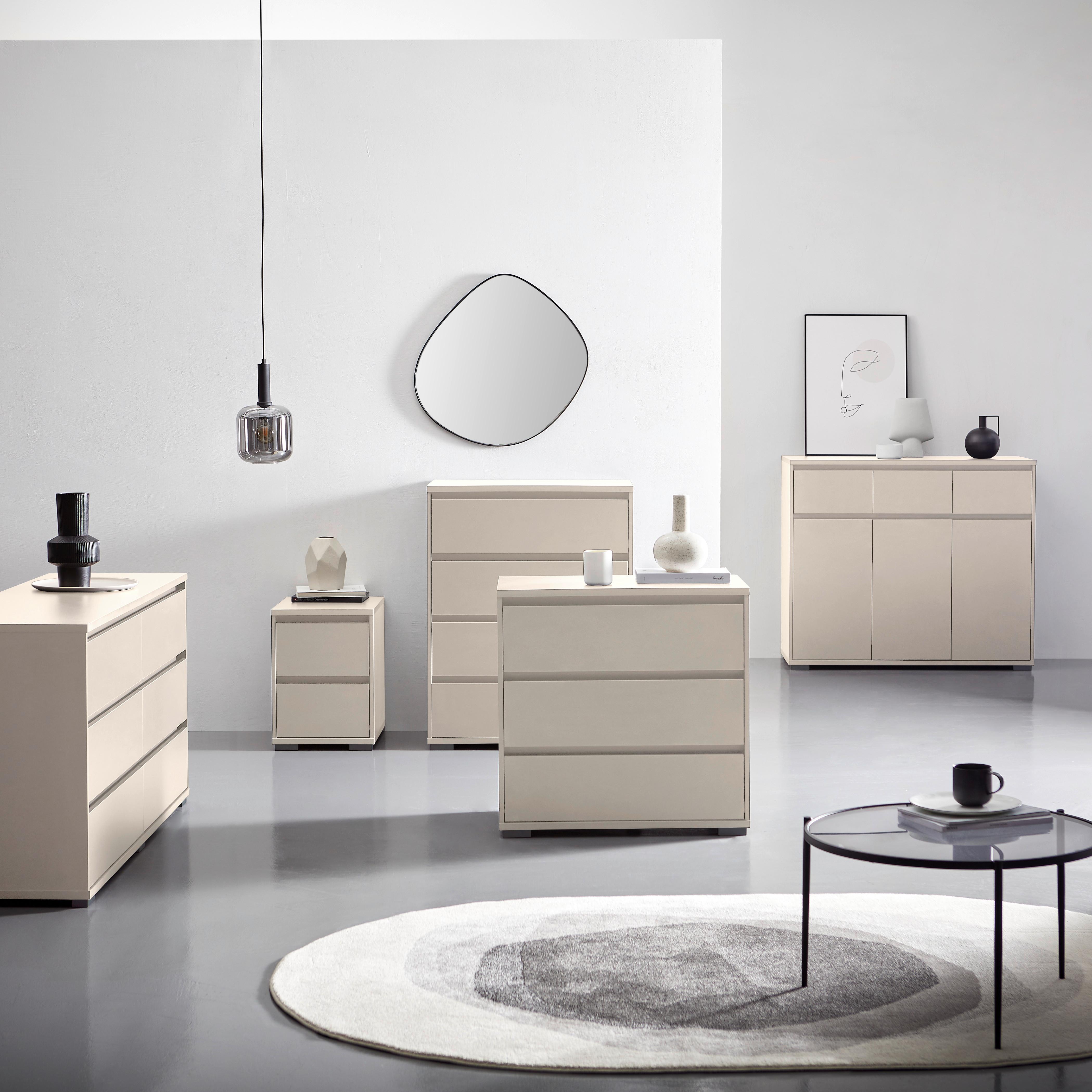 SZAFKA NOCNA LINE - antracytowy/kaszmir, Design, materiał drewnopochodny/tworzywo sztuczne (40/55/48cm) - Carryhome