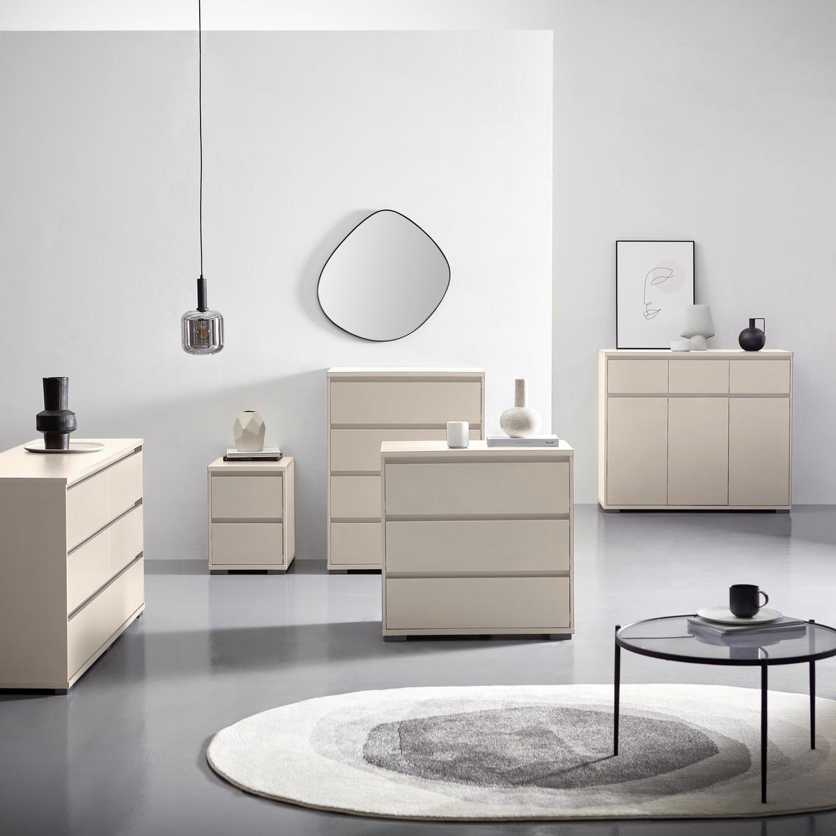 SZAFKA NOCNA LINE - antracytowy/kaszmir, Design, materiał drewnopochodny/tworzywo sztuczne (40/55/48cm) - Carryhome