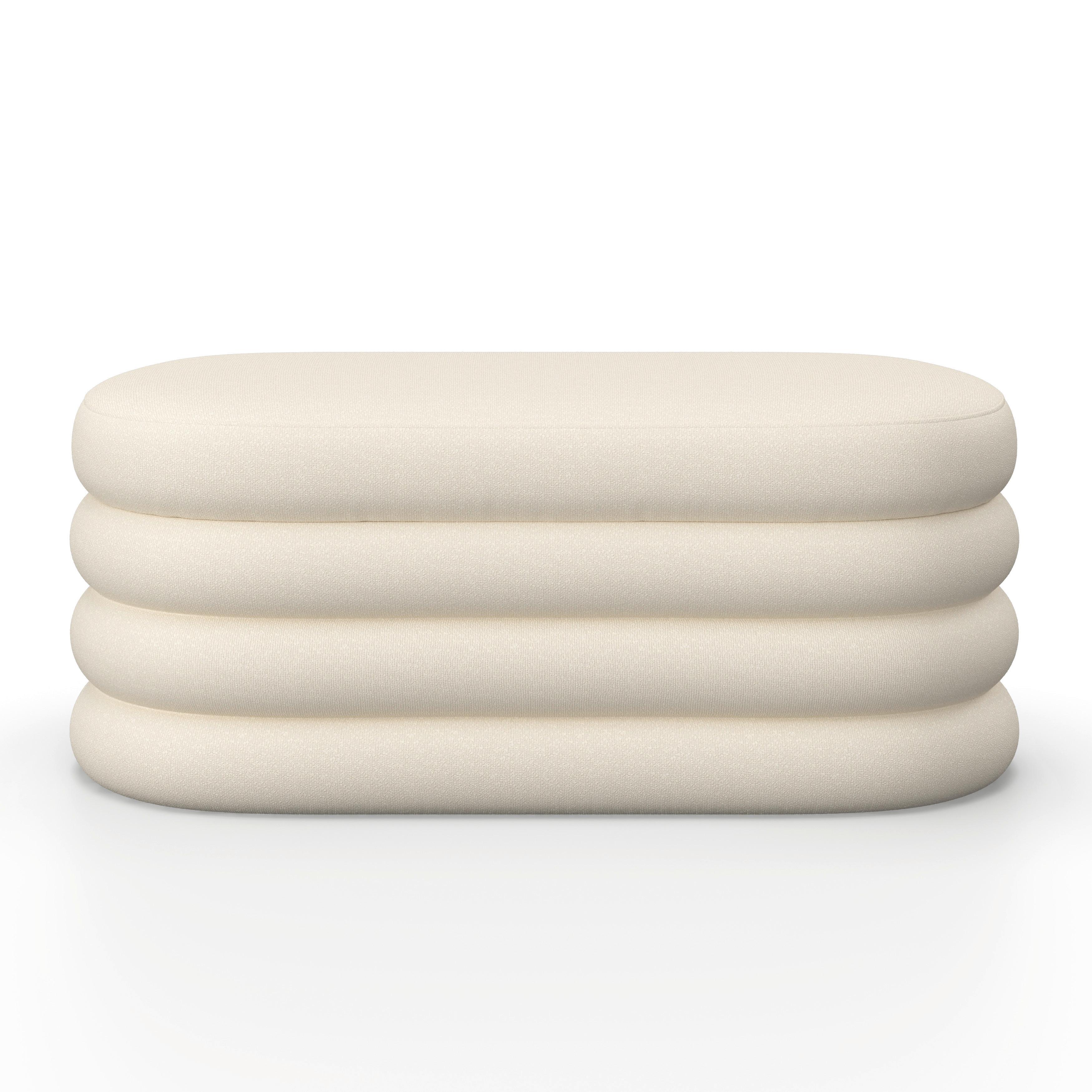 BÄNK LORENA - cremefärgad, Modern, trä/textil (110/47/45cm) - Bessagi Home
