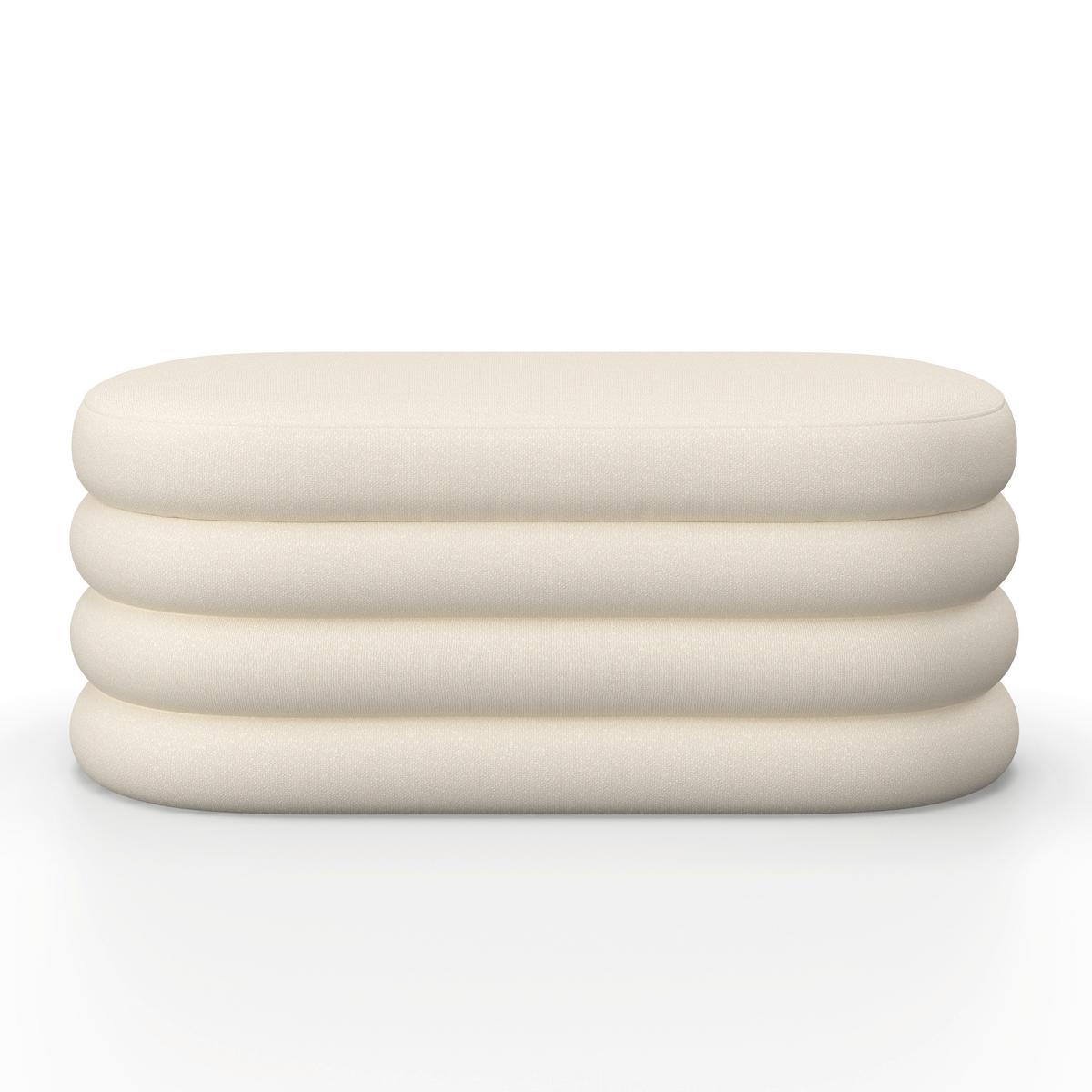 Hockerbank Lorena Beige Boucle Gepolstert mit Stauraum - Beige, MODERN, Holz/Textil (110/47/45cm) - Bessagi Home