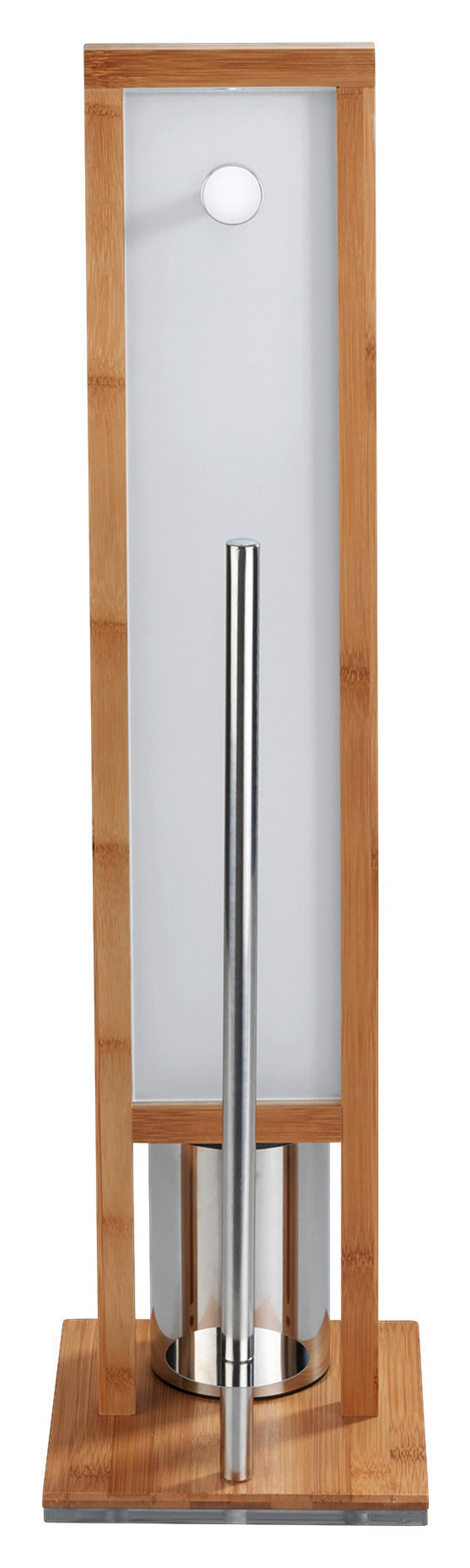 KOMPLET DO WC RIVALTA -SB- - biały/kolor chromowy, Basics, tworzywo sztuczne/drewno (23/70/18cm) - Wenko