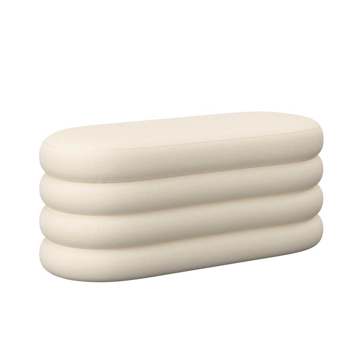 Hockerbank Lorena Beige Boucle Gepolstert mit Stauraum - Beige, MODERN, Holz/Textil (110/47/45cm) - Bessagi Home