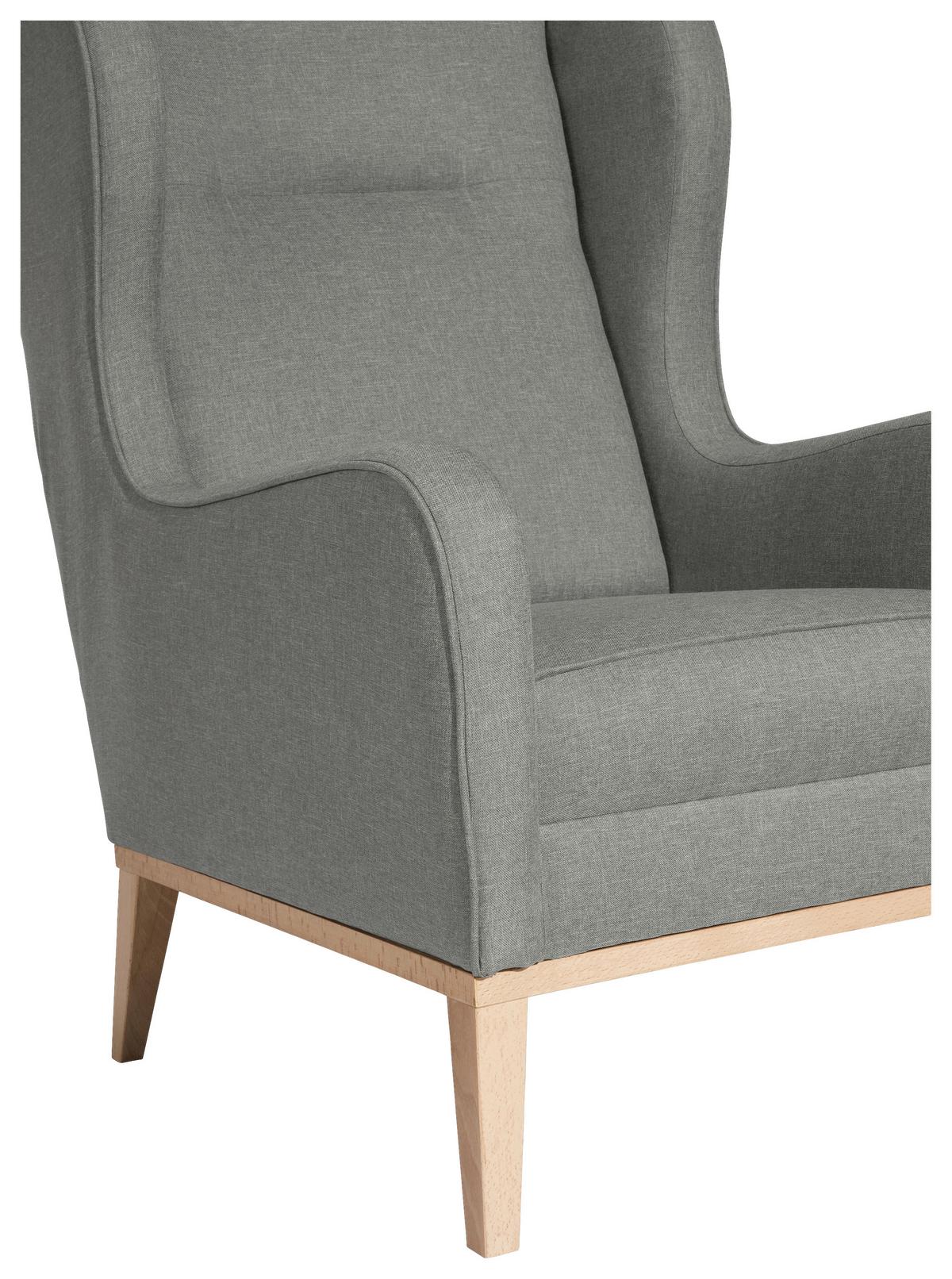 OHRENSESSEL ANGELO - Hellgrau/Naturfarben, KONVENTIONELL, Holz/Textil (66/104/78cm) - Max Winzer