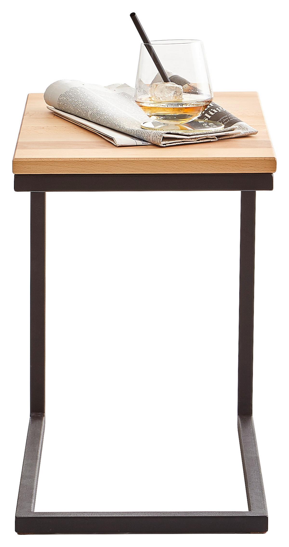 STOLIK BOCZNY TIBO - kolor bukowy/czarny, Natur, metal/drewno (30/45/45cm) - Xora