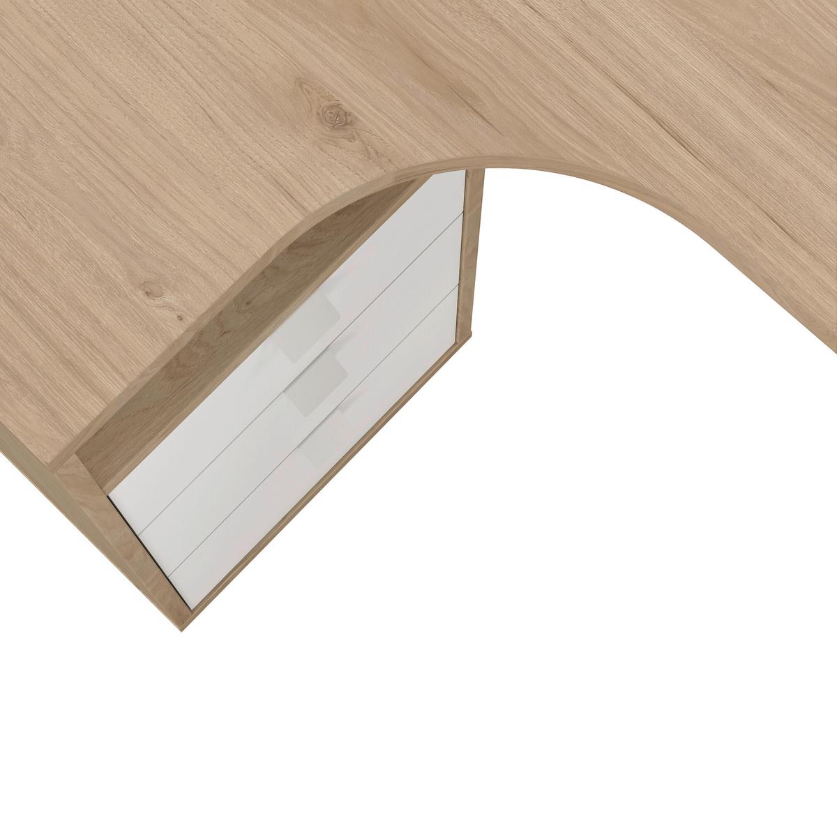 Kotna Pisalna Miza Sign, Bela, Barva Hrasta - barve hrasta/bela, Moderno, kovina/leseni material (150/99,6/75,6cm) - MID.YOU