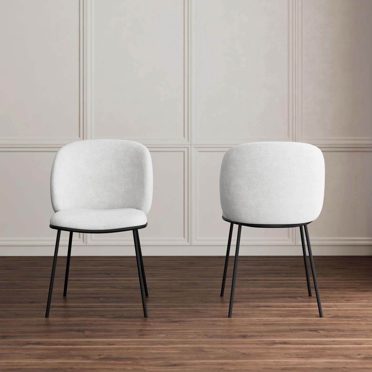 Stuhl Malea Beige Chenille Gepolstert - Beige/Schwarz, MODERN, Holz/Textil (49/76/55cm) - Bessagi Home