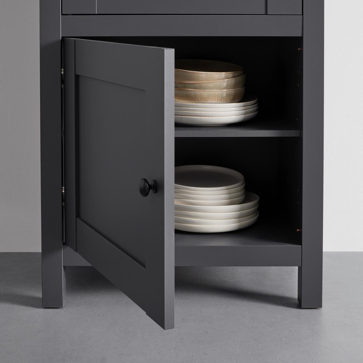 Vitrine "Claudio" dunkelgrau/eiche - Dunkelgrau/Graphitfarben, Modern, Glas/Holz (71/203/44cm) - Bessagi Home