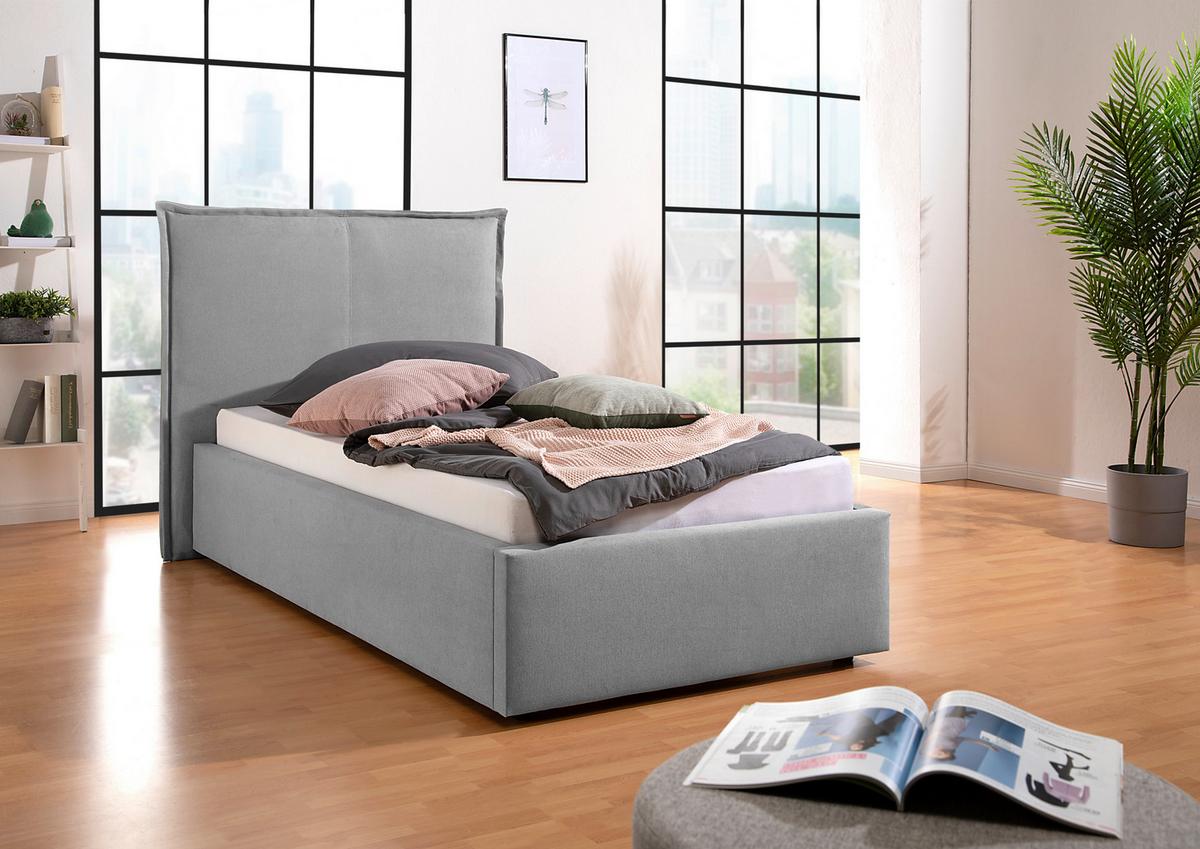 Polsterbett Stacey Grau ca. 100x200 cm - Schwarz/Grau, MODERN, Kunststoff/Textil (100/200cm) - Livetastic