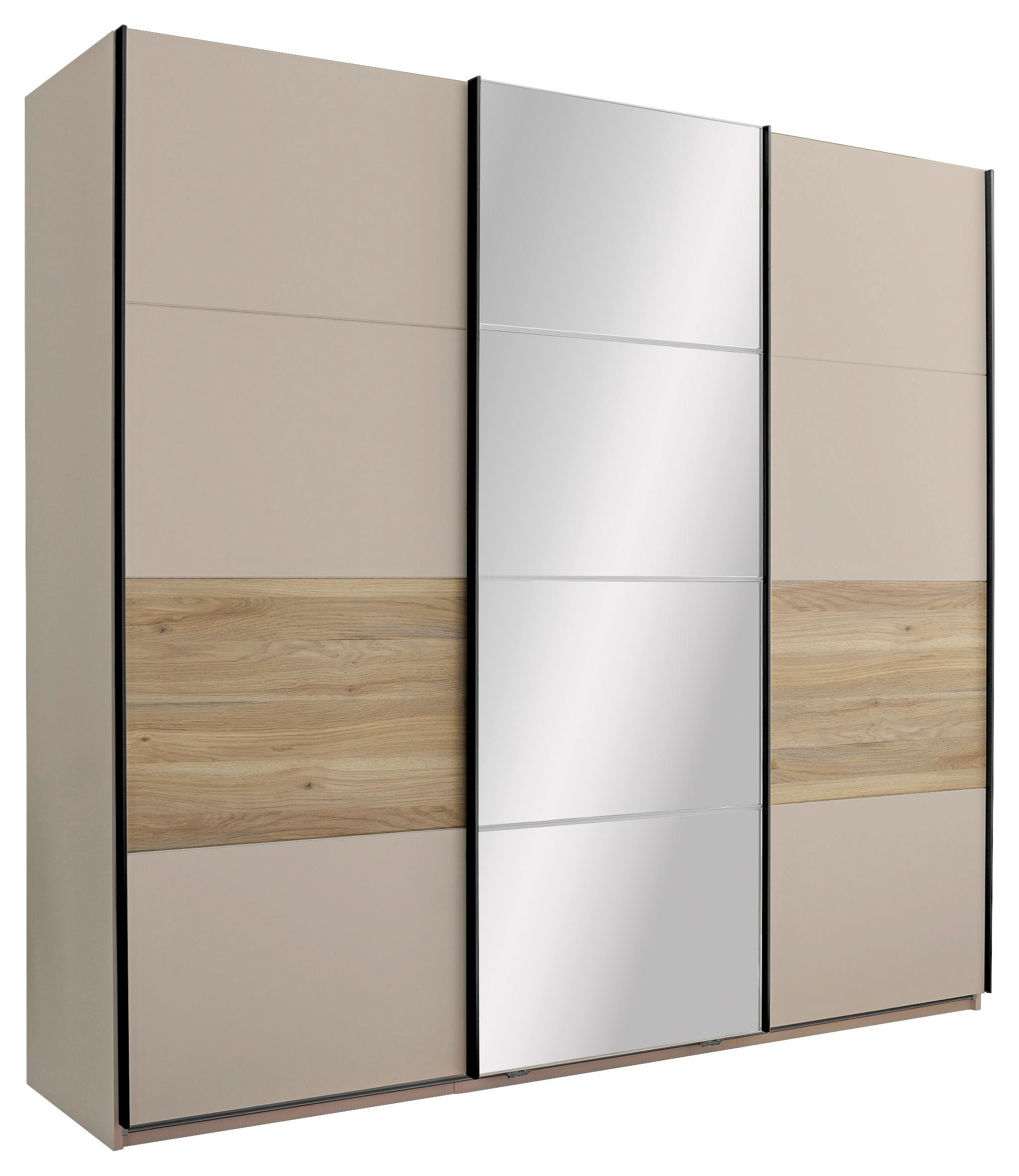 Dulap Cu Uși Culisante Tessona - alb/cașmir, Trend, sticlă/material pe bază de lemn (215/204/63cm) - Modern Living