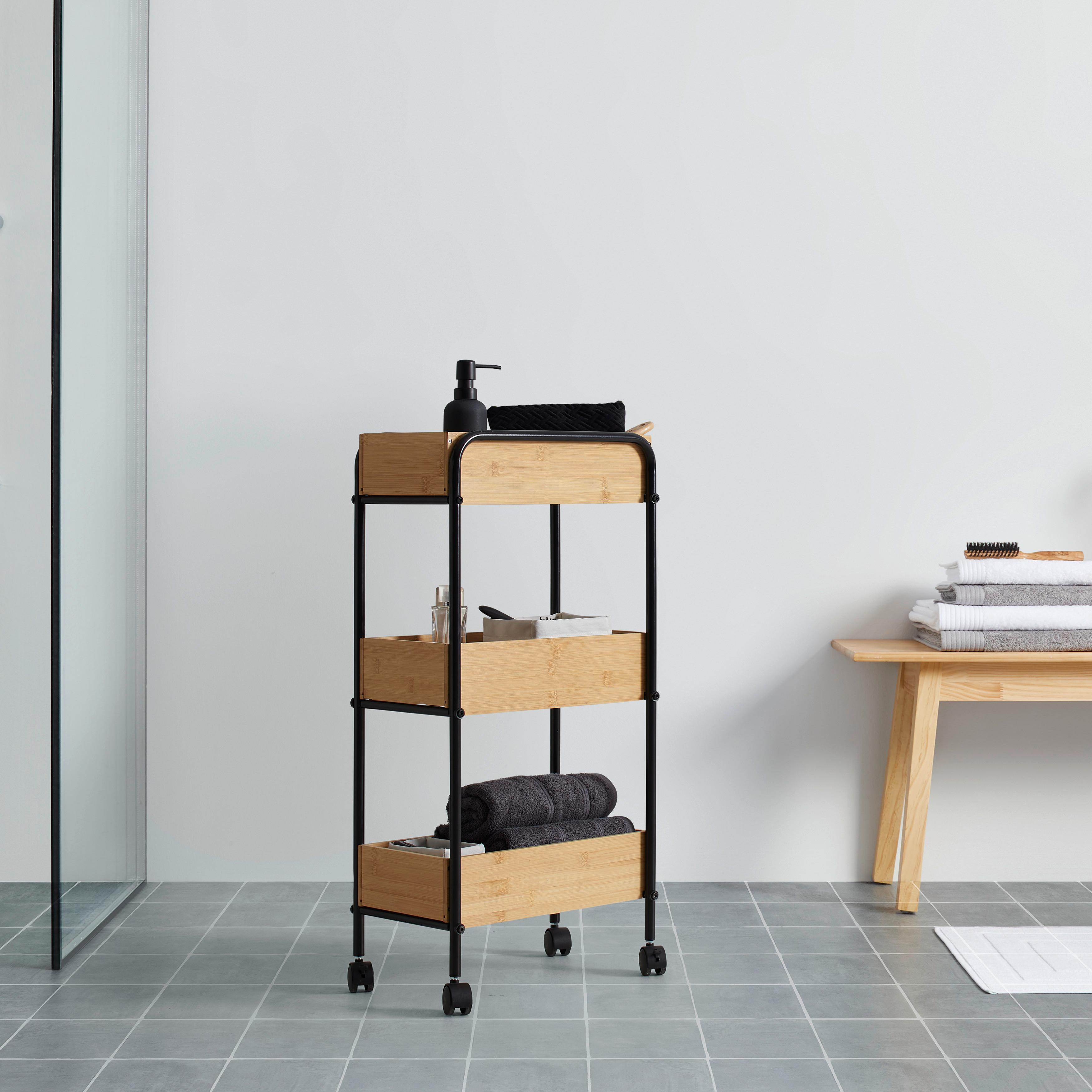 Allzweckwagen Vicky Naturfarben/Schwarz - Schwarz/Naturfarben, Modern, Naturmaterialien/Kunststoff (40/81,5/23cm) - Mömax