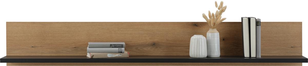 Stenska Polica Corte - siva/barve hrasta, Trend, leseni material (160/24/21,6cm)