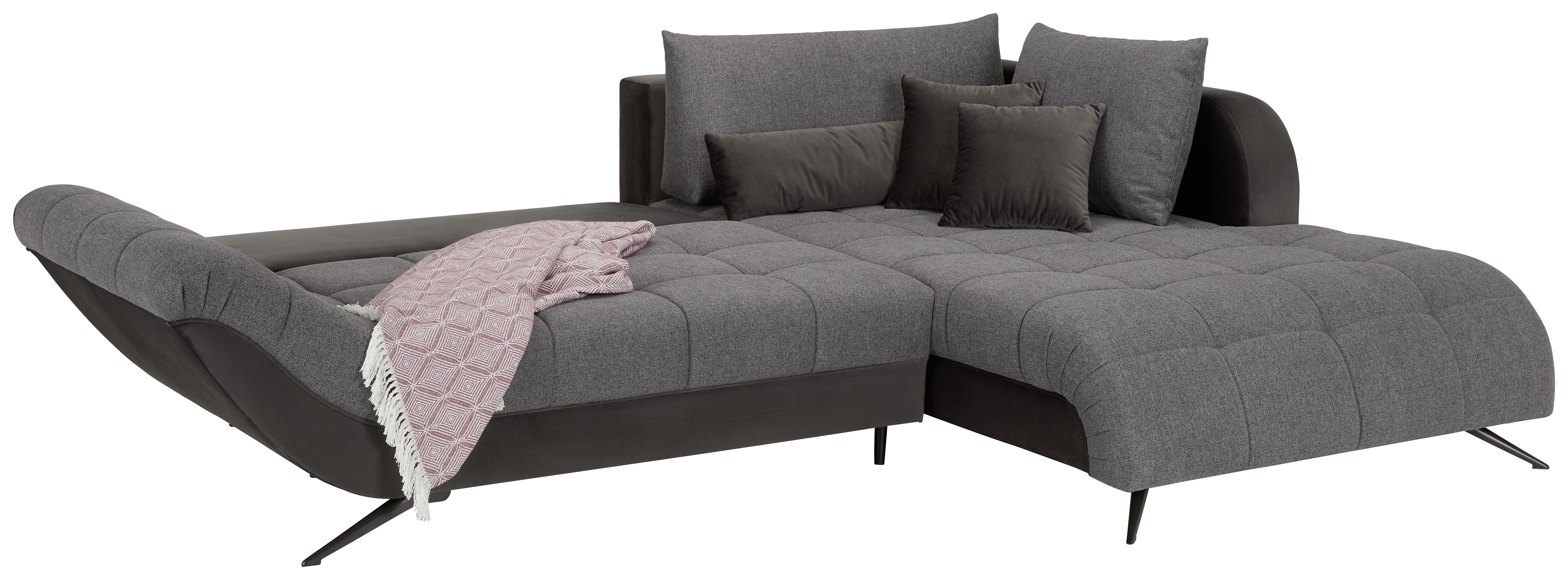 Ecksofa in Anthrazit - Dunkelgrau/Anthrazit, Modern, Textil/Metall (290/84/103cm) - Modern Living