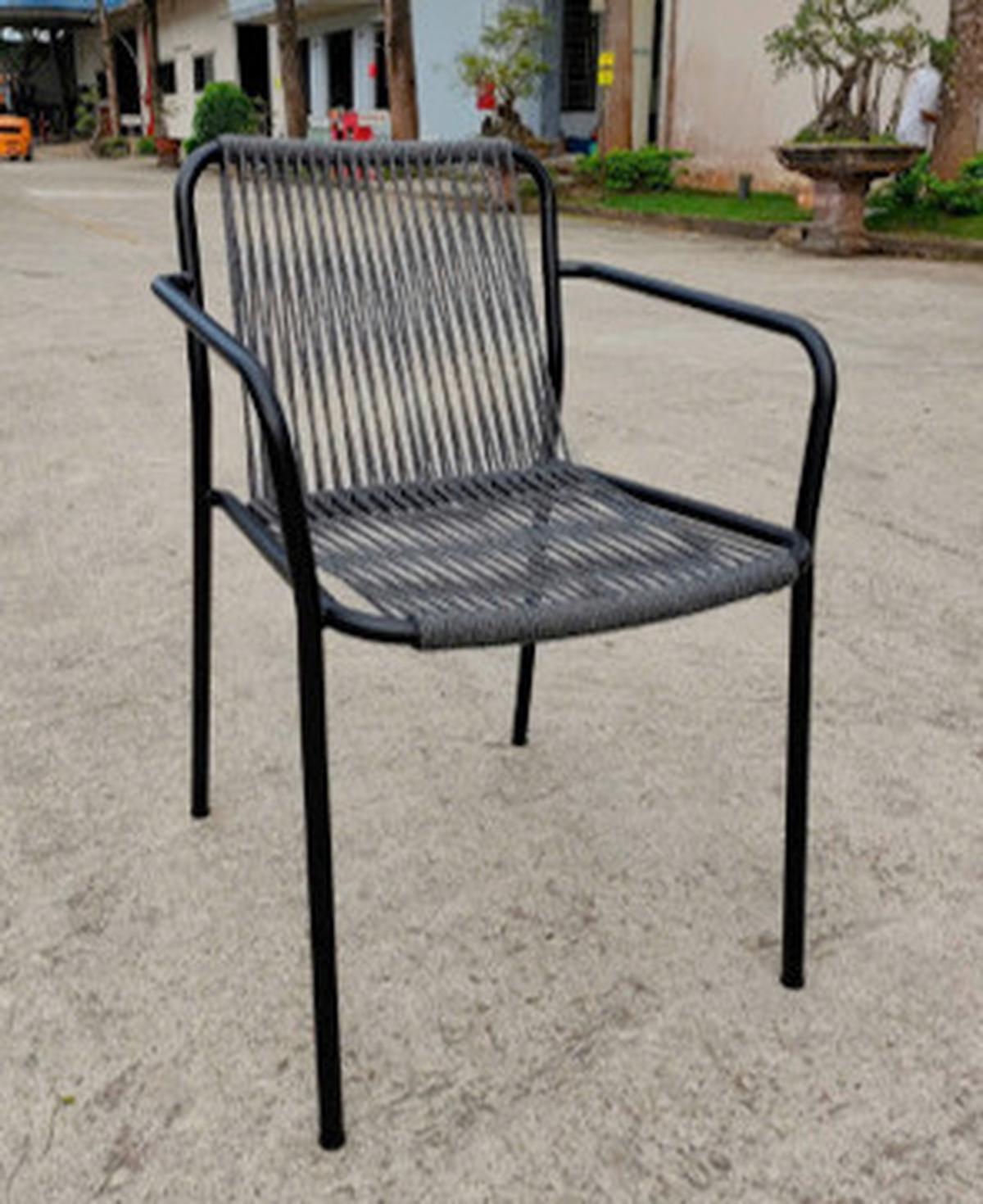 Gartensessel-Set 2-er Dunkelgrau aus Textil/Metall - Dunkelgrau/Schwarz, MODERN, Kunststoff/Textil (55/82/58cm) - Bessagi Garden