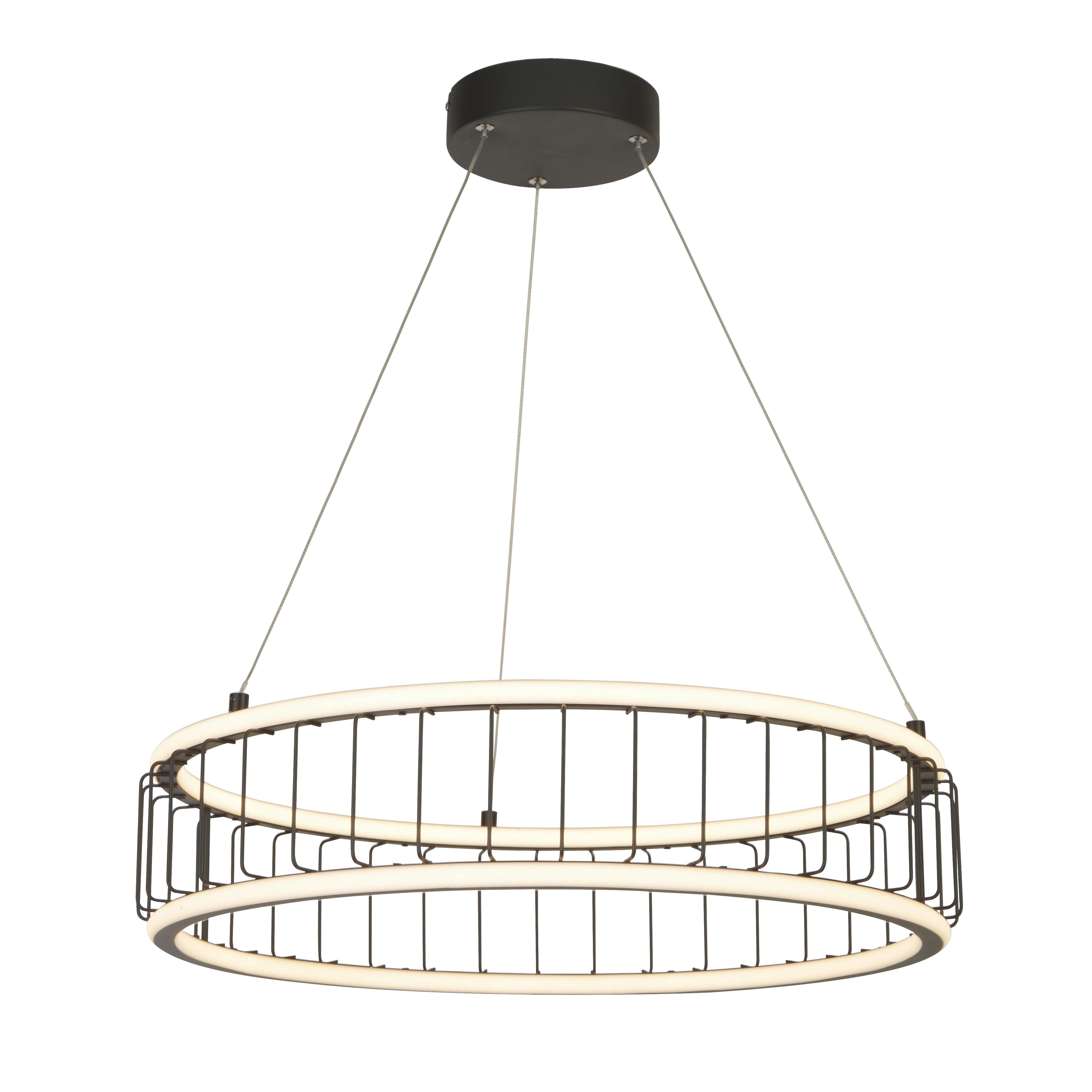 LED Függeszték Circolo Cage LED 54214-1bk - fekete/fehér, Design, műanyag/fém (57,5/13,5/150cm)