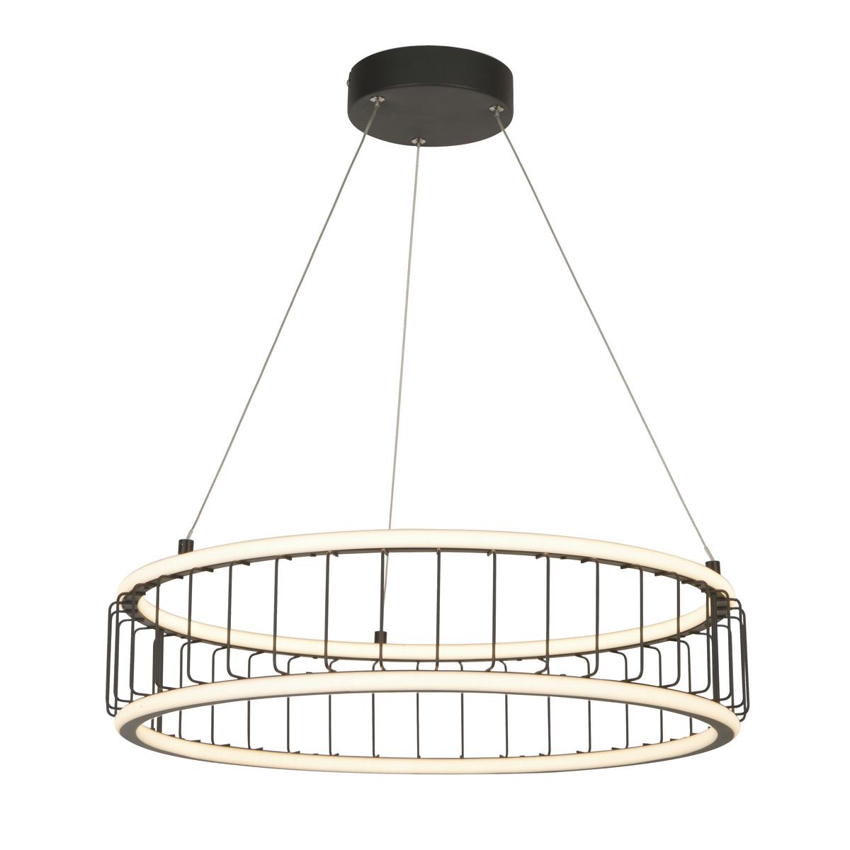 LED Függeszték Circolo Cage LED 54214-1bk - fekete/fehér, Design, műanyag/fém (57,5/13,5/150cm)