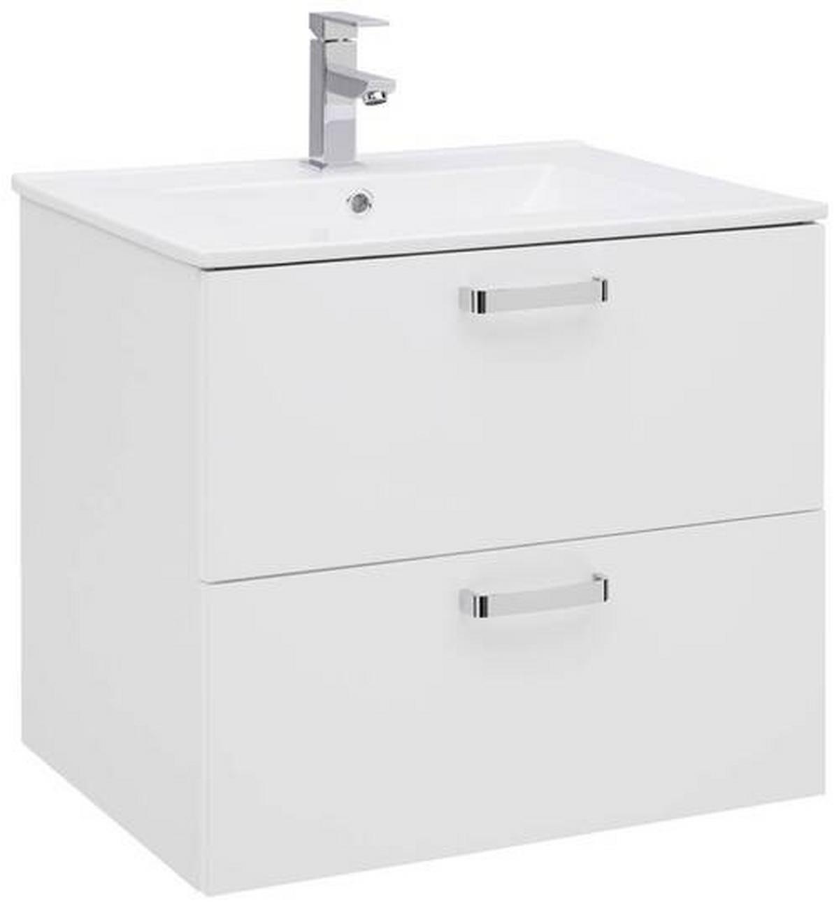 Bază cu lavoar Fresh - alb/alb lucios intens, Konventionell, ceramică/material pe bază de lemn (61/56/47cm) - Ondega