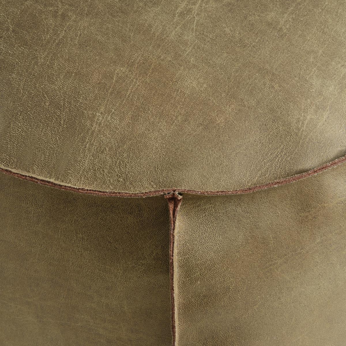 Hocker Falun II Grün in Lederlook ⌀ ca. 60cm - Grün, Modern, Textil (60/36cm) - Mömax