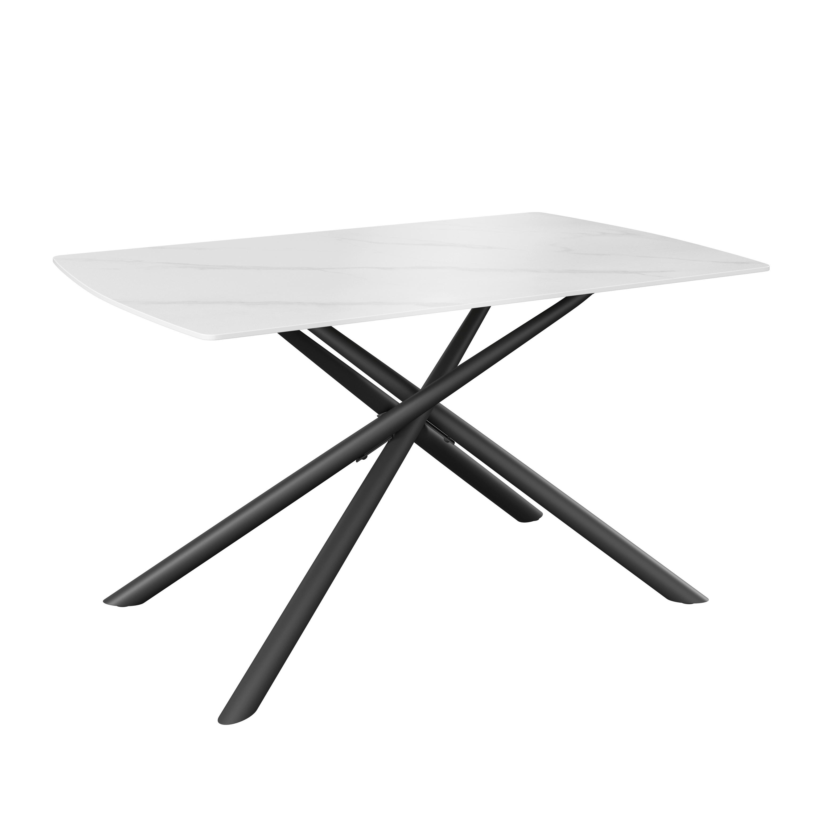 Jedilna Miza Mailand 140, Keramika - črna/bela, Moderno, kovina/keramika (140/75/90cm)