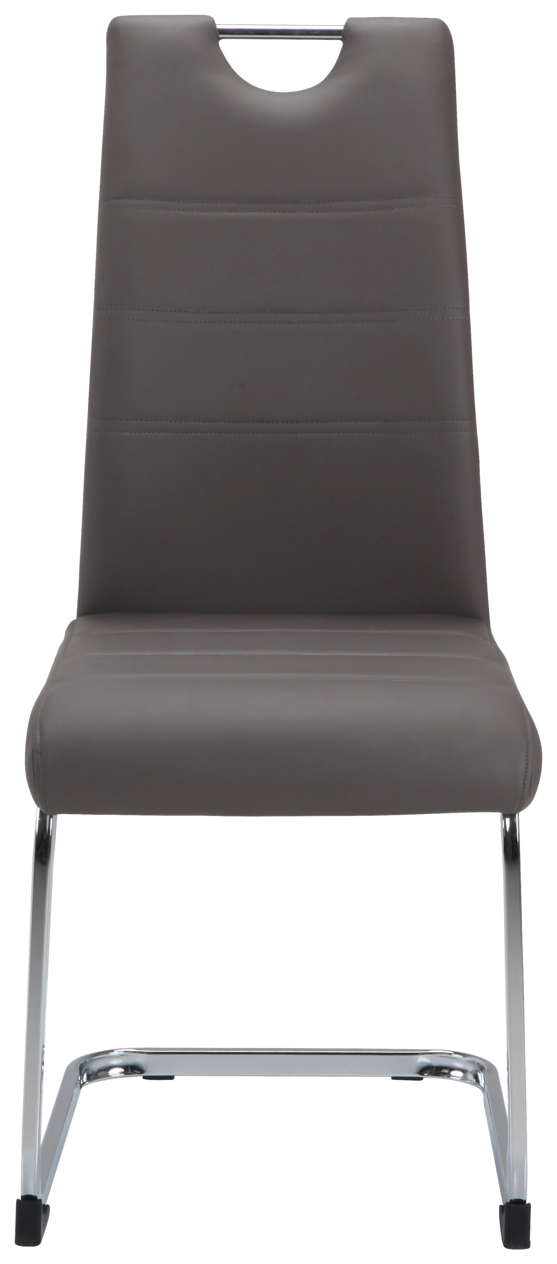 KRZESŁO NA PŁOZIE LEANDER - taupe/kolor chromowy, Design, metal/tkanina (42/99/56cm) - P & B