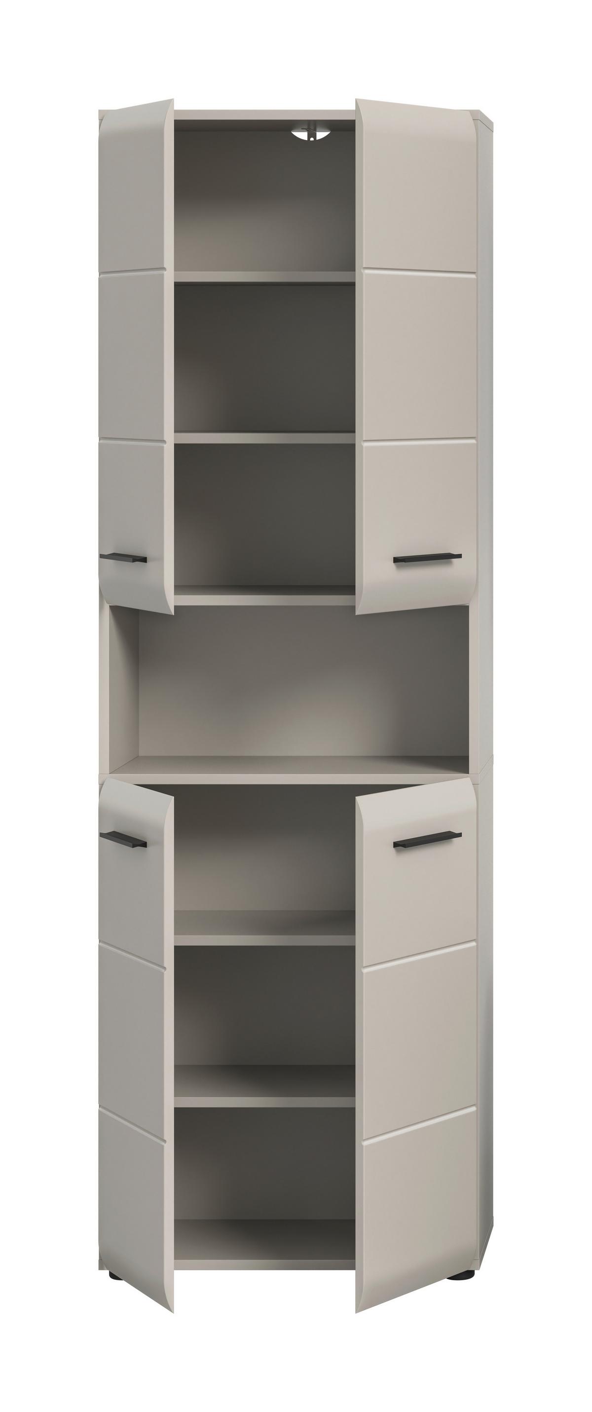 Hochschrank Ice Kaschmir - Kaschmir/Schwarz, Trend, Holzwerkstoff/Kunststoff (60/185/30cm) - MID.YOU