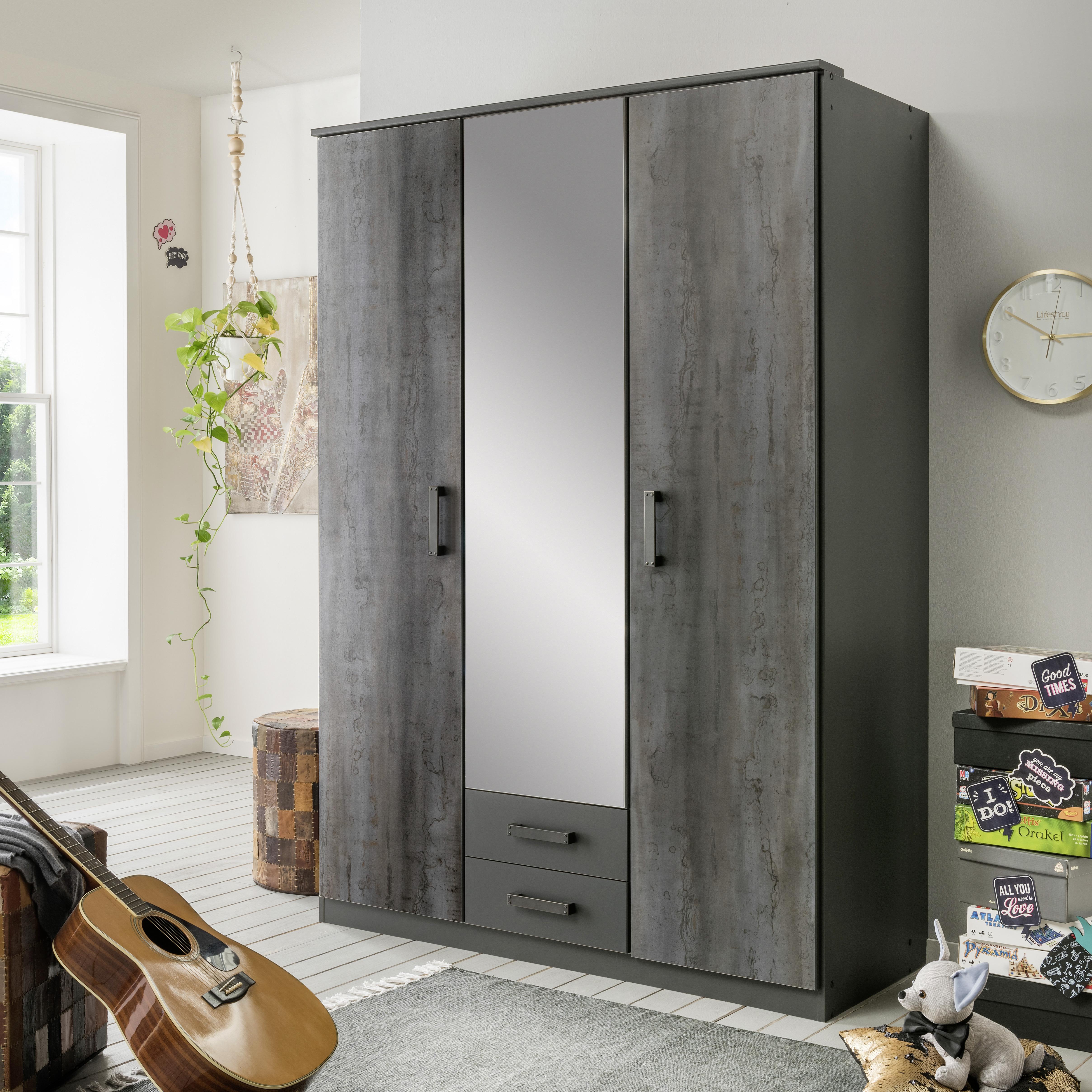 Drehtürenschrank in Graphitfarben - Graphitfarben, KONVENTIONELL, Holzwerkstoff/Kunststoff (135/199/58cm) - Mömax