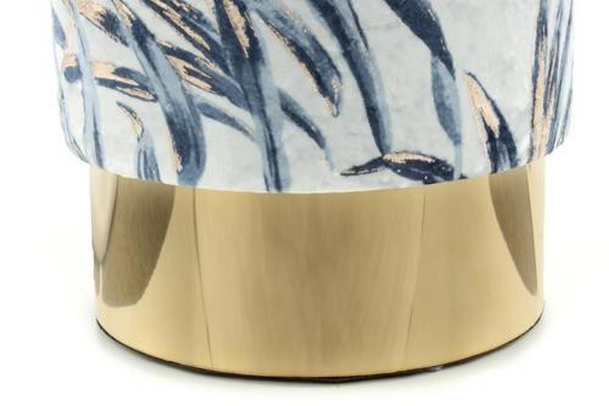 HOCKER GIPSY 225 - Blau/Goldfarben, Design, Textil/Metall (35/46/35cm) - Kayoom