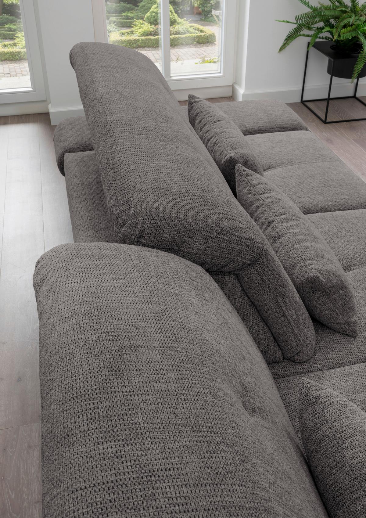 Wohnlandschaft Dalida Braun/Grau Chenille - Chromfarben/Graubraun, Design, Textil/Metall (196/300cm) - Livetastic