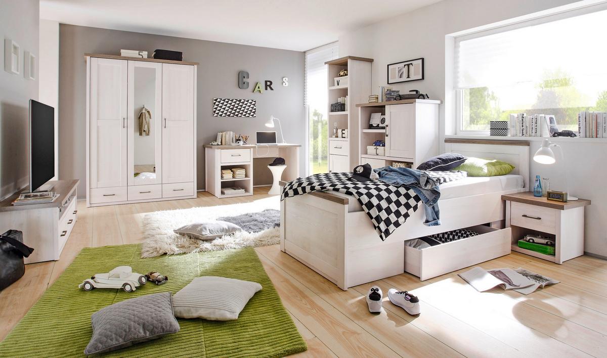 SZAFKA NOCNA LUCA - kolor dębu truflowego/biały, Lifestyle, materiał drewnopochodny/metal (51/46/43cm) - Carryhome